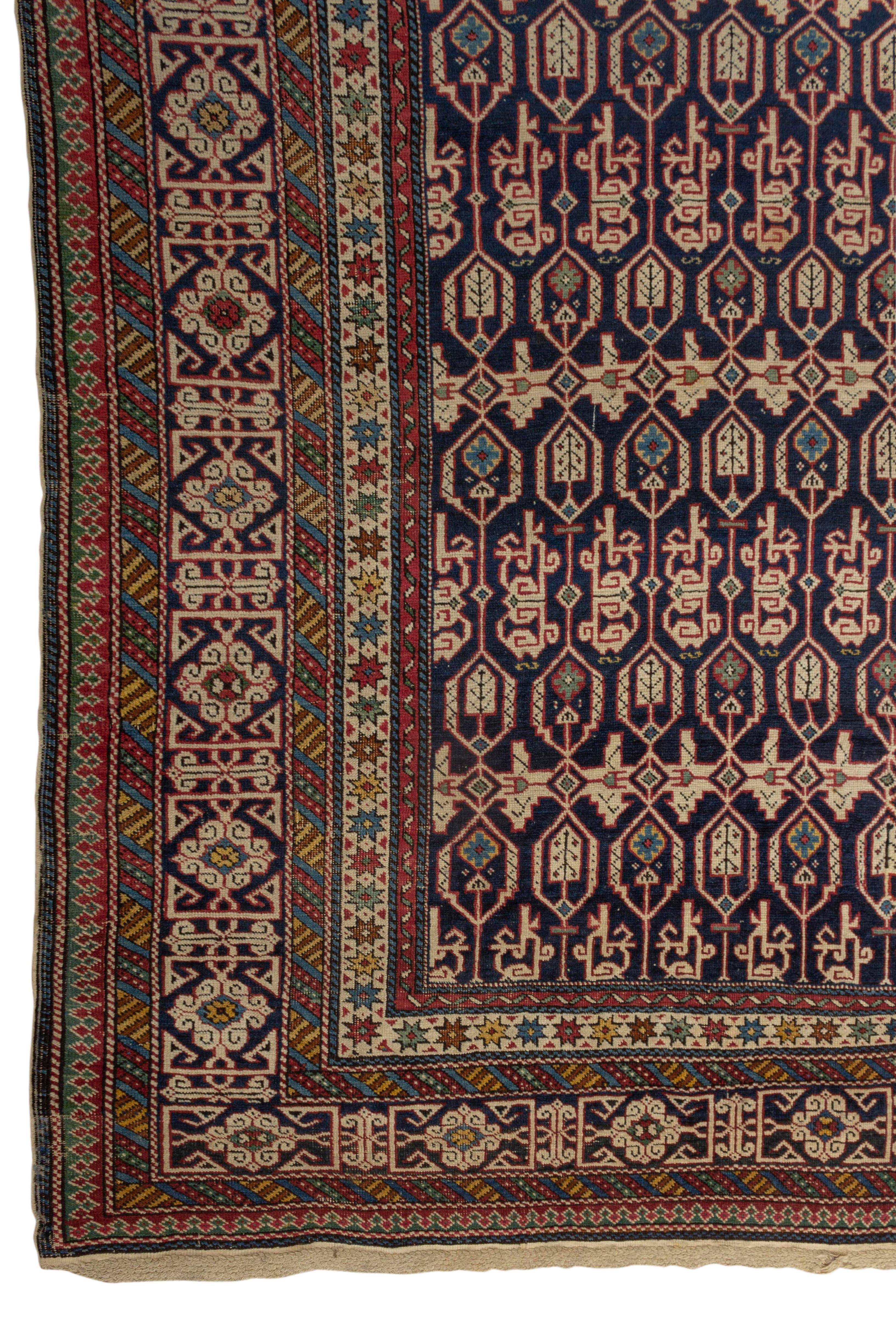 Hand-Woven Antique Caucasian Konagkend Kuba Rug, circa 1890 4'2 x 5'10 For Sale
