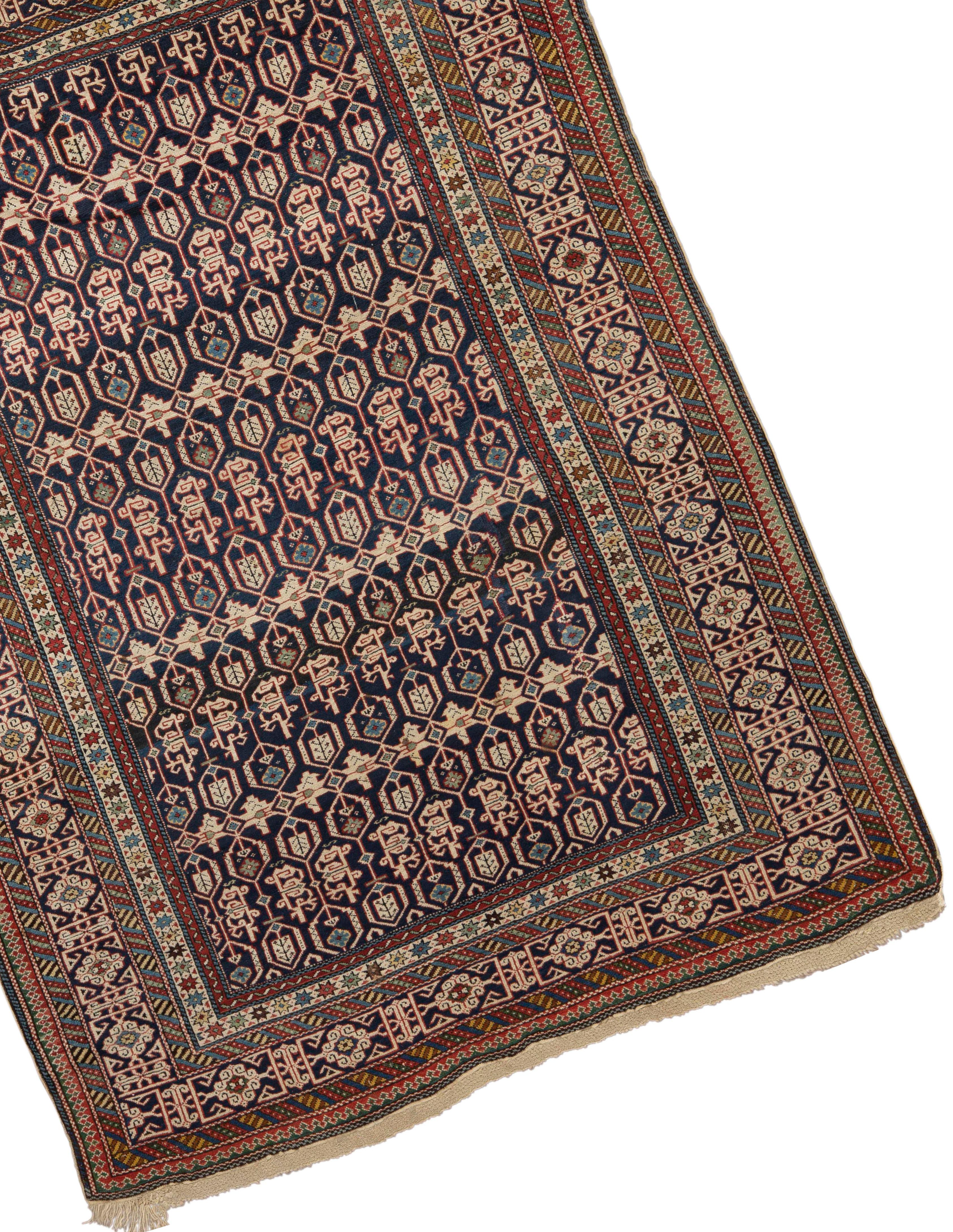 Antique Caucasian Konagkend Kuba Rug, circa 1890 4'2 x 5'10 In Good Condition For Sale In Secaucus, NJ