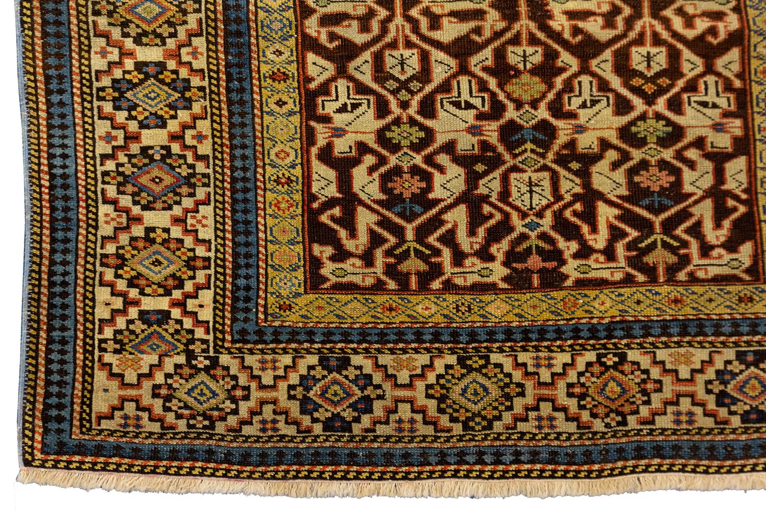 Antiker kaukasischer konakender Teppich (Handgeknüpft) im Angebot