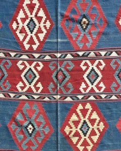 Antique Caucasian Kuba Kilim, Late 19th Century