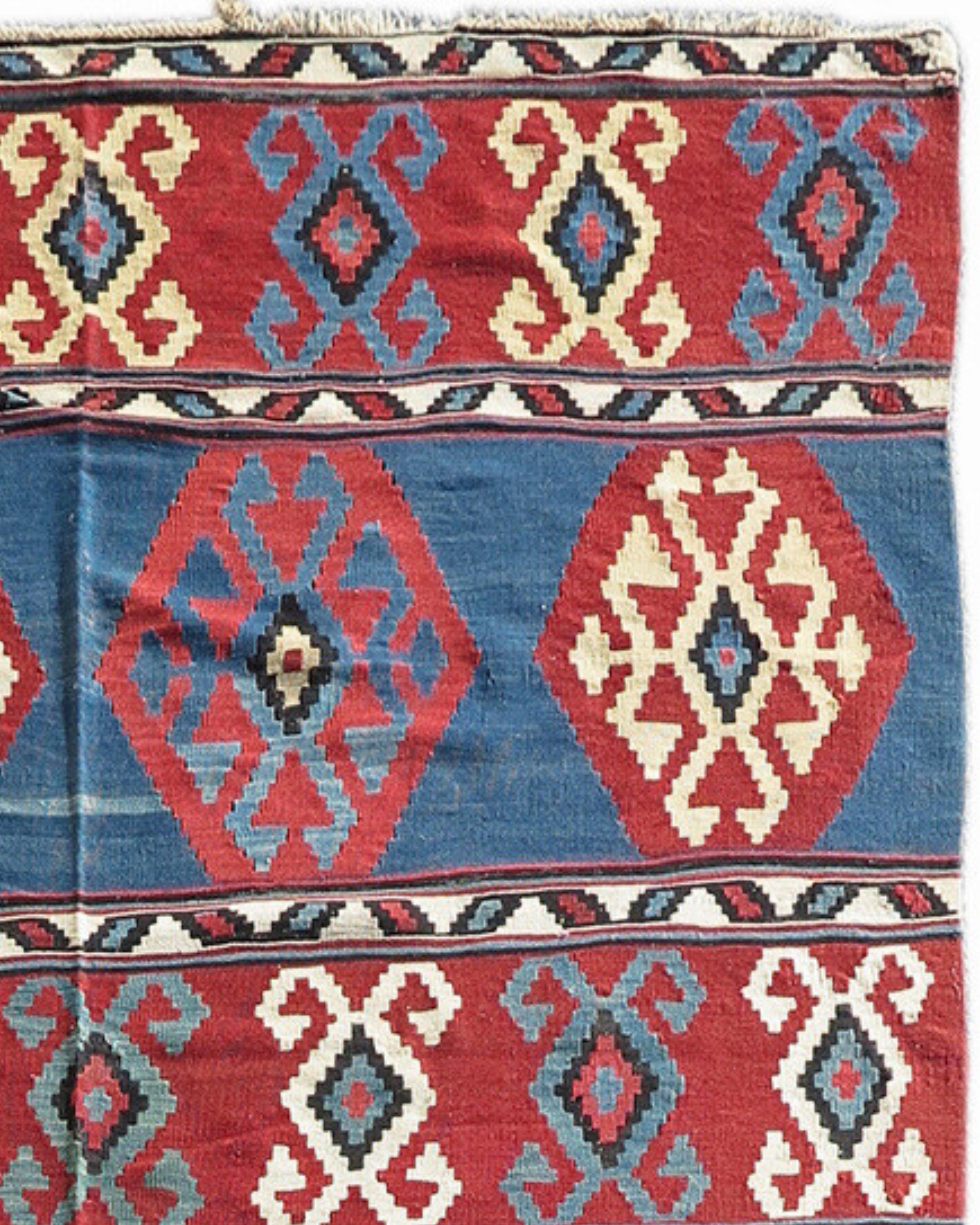 Hand-Woven Antique Caucasian Kuba Kilim Rug, Late 19th Century For Sale