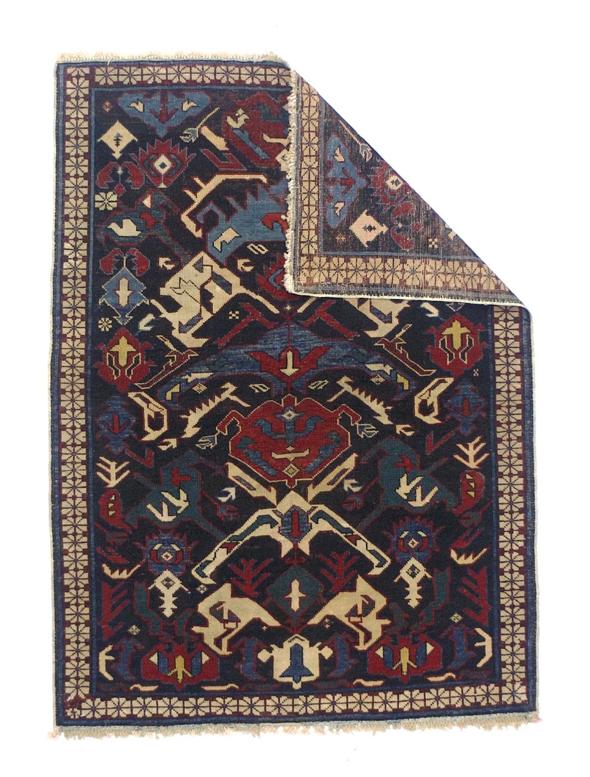 Antiker kaukasischer Kuba-Teppich 2'10