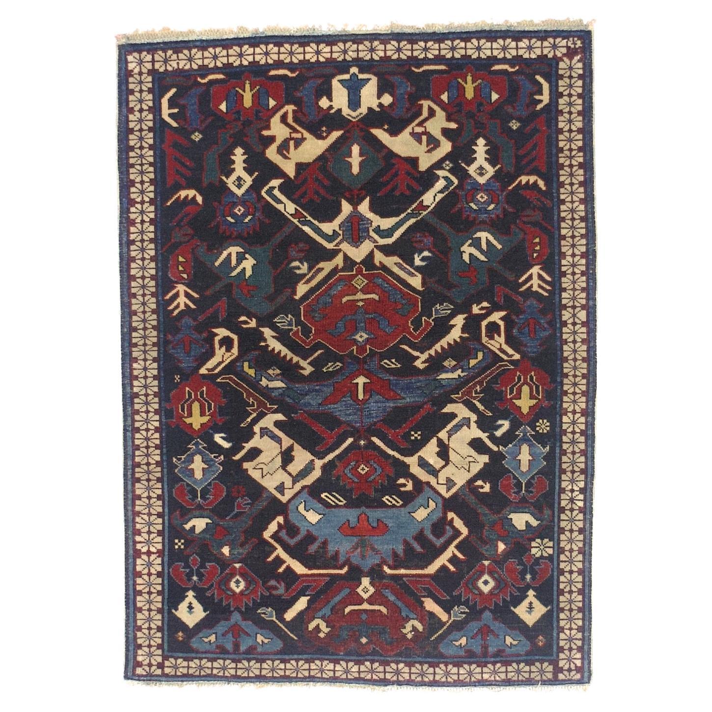 Antique Caucasian Kuba Rug 2'10" x 3’10”