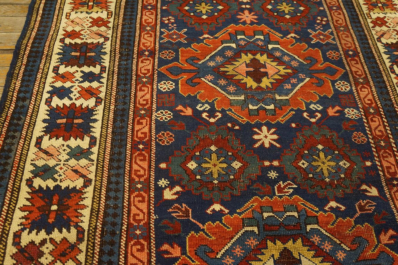 Hand-Knotted 19th Century Caucasian Kuba Carpet ( 3'9