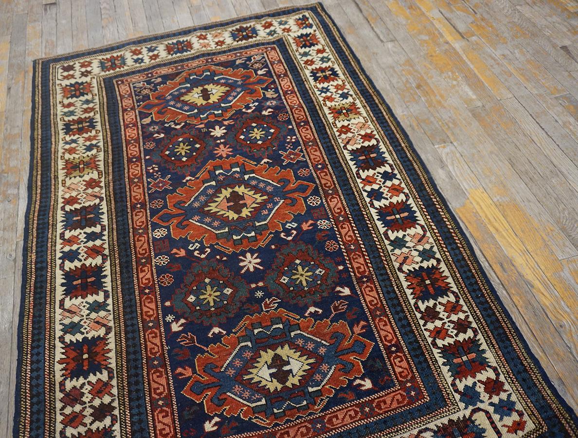 Hand-Knotted Antique Caucasian Kuba Rug  3' 9