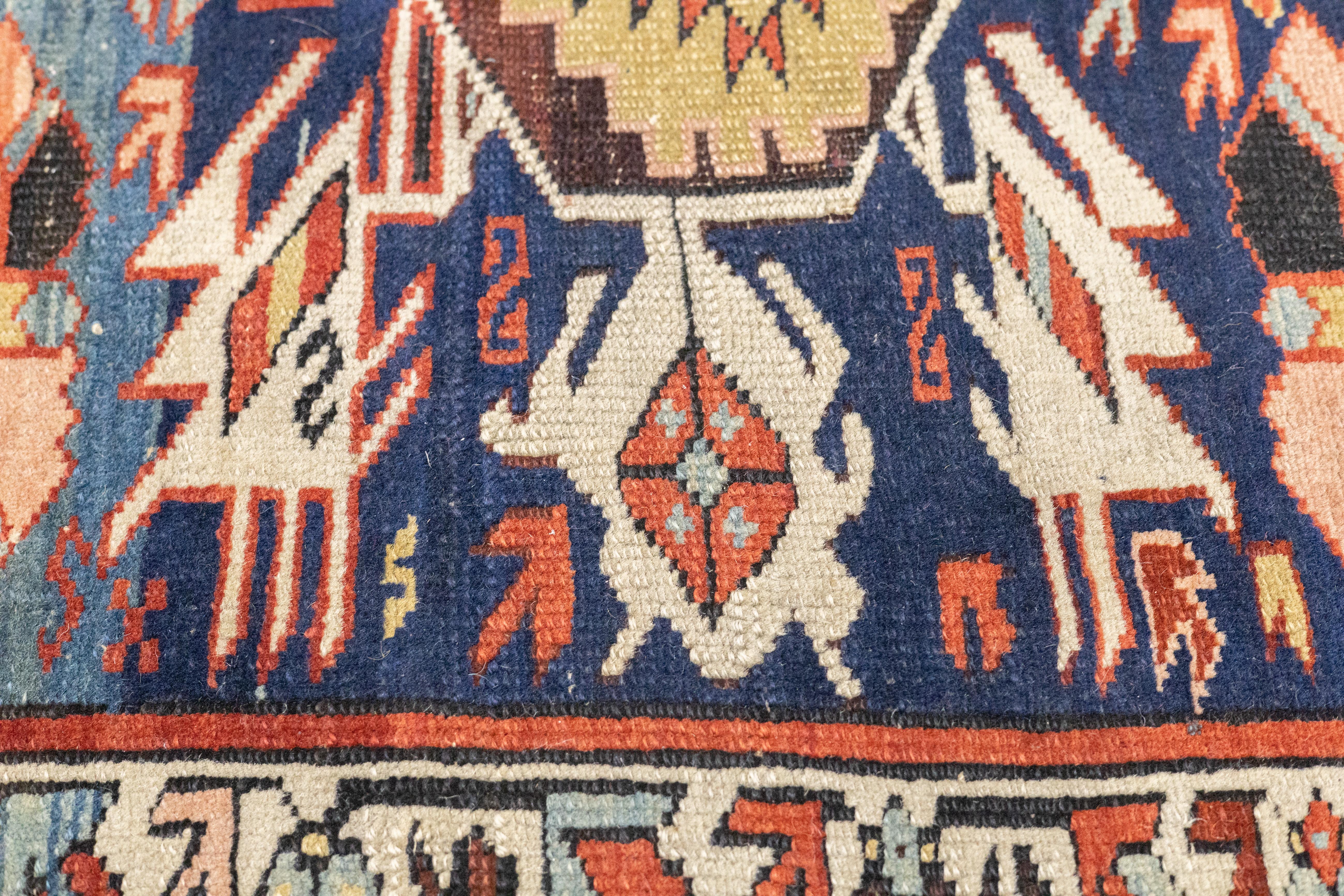 Tapis Kuba caucasien ancien de 3'0