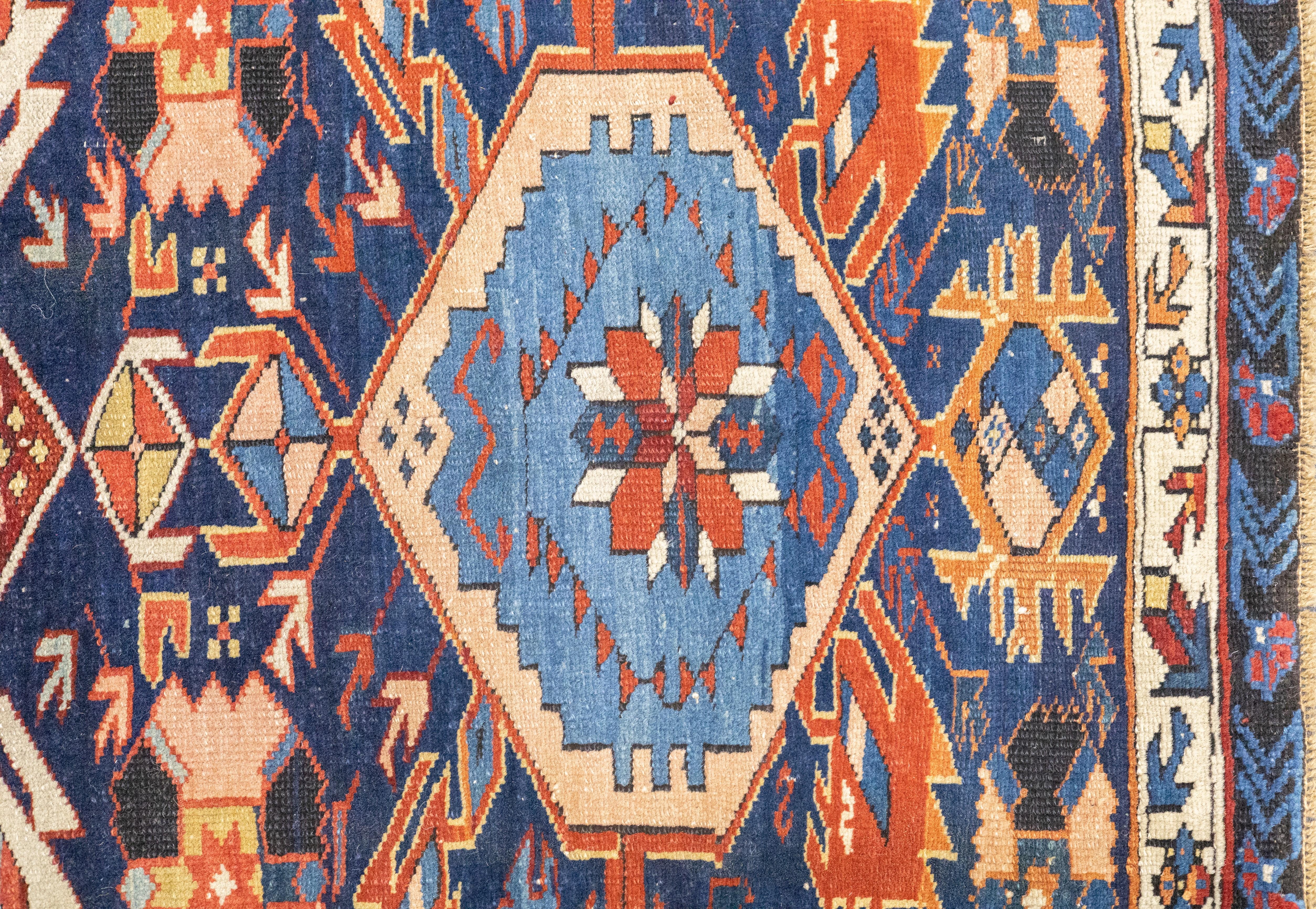 Tapis Kuba caucasien ancien de 3'0