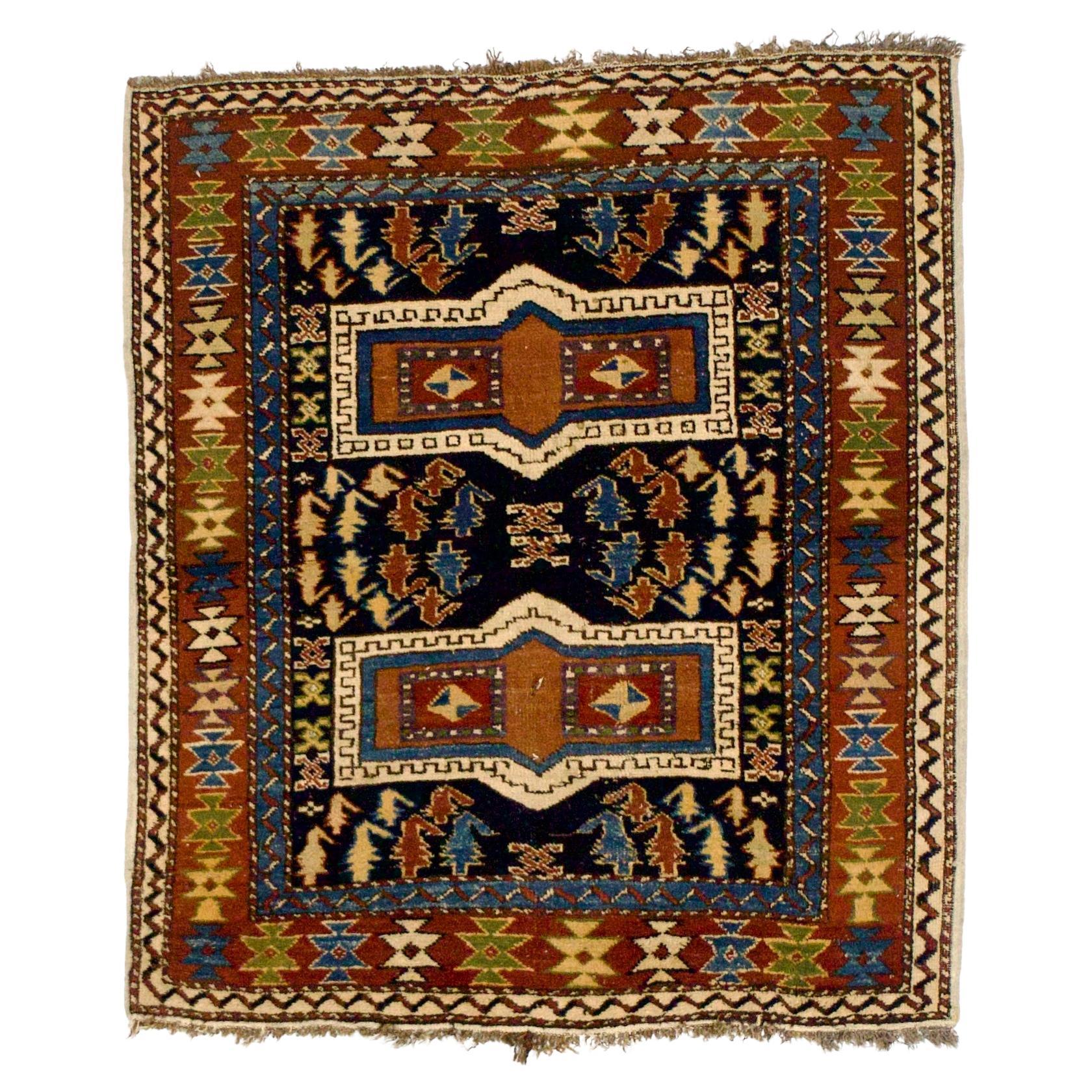 Antique Caucasian Kuba Rug 3’10" x 4’4"