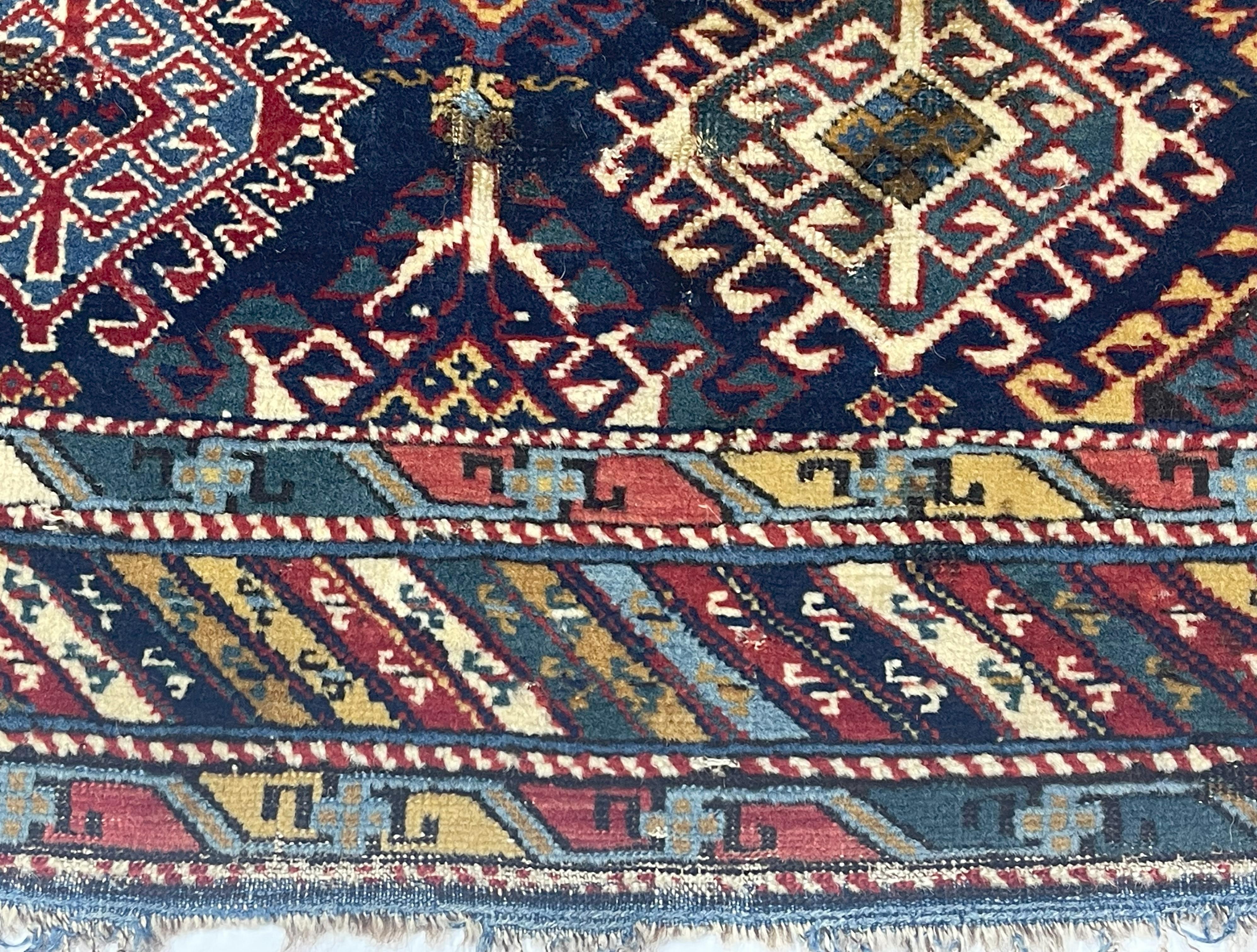 Antique Caucasian Kuba Rug 3’10