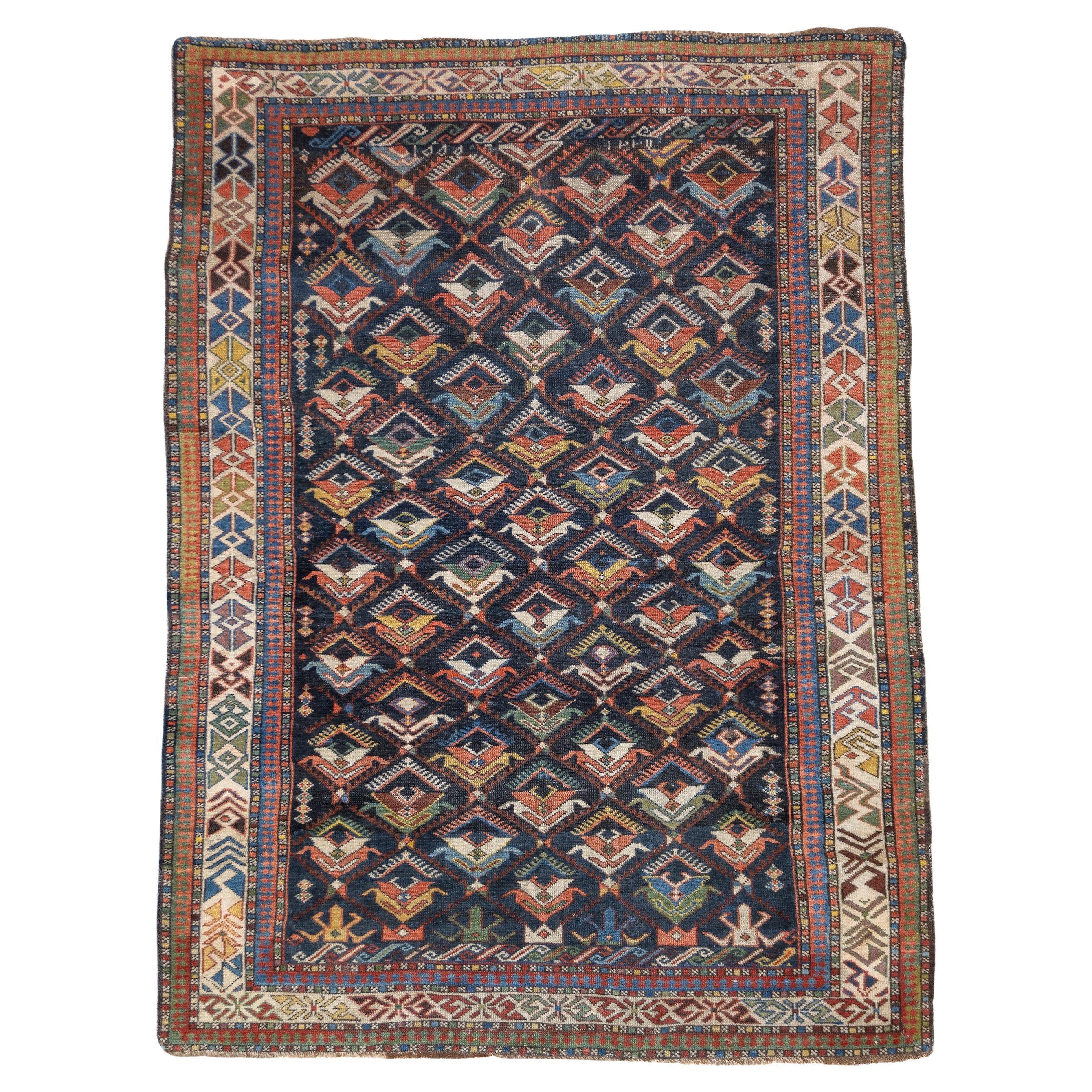 Antique Caucasian Kuba Rug 3'10'' x 5'1'' For Sale