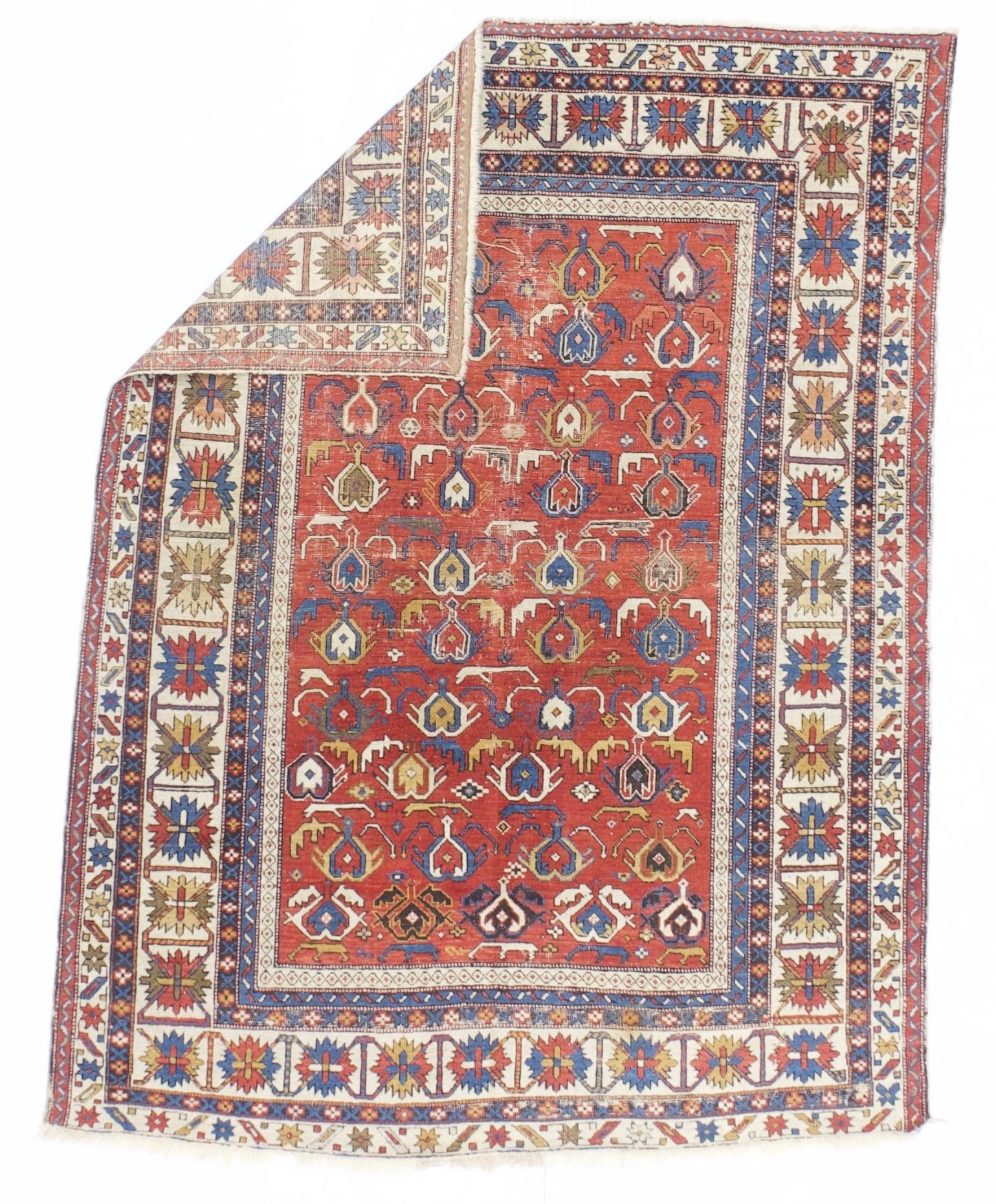 Tapis ancien caucasien Kuba 3'10