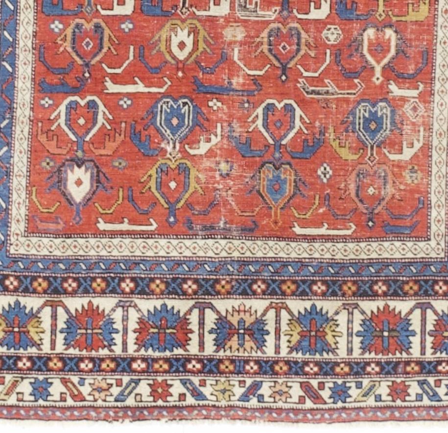 XIXe siècle Tapis ancien caucasien Kuba 3'10 x 5'3