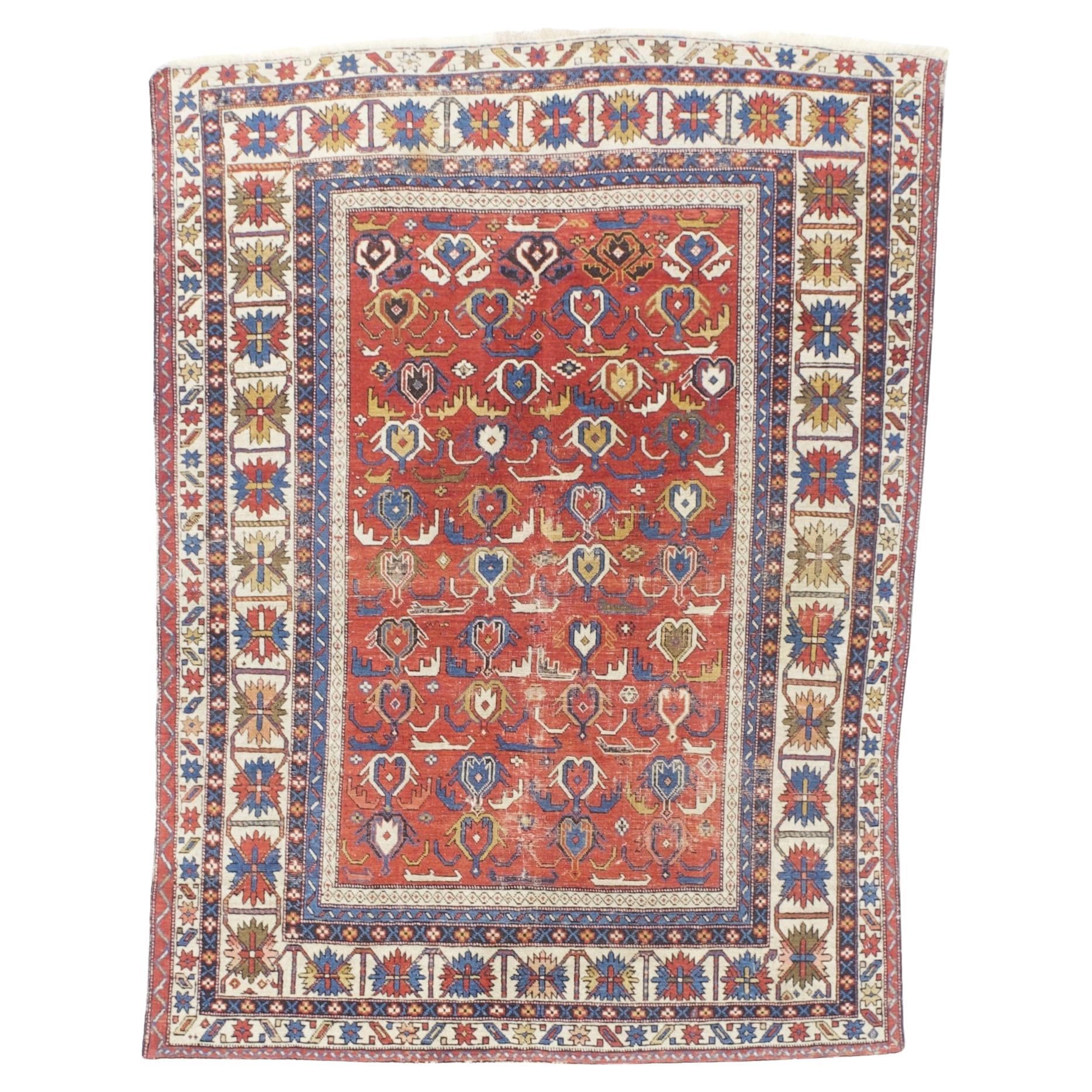 Antique Caucasian Kuba Rug 3’10” x 5’3"