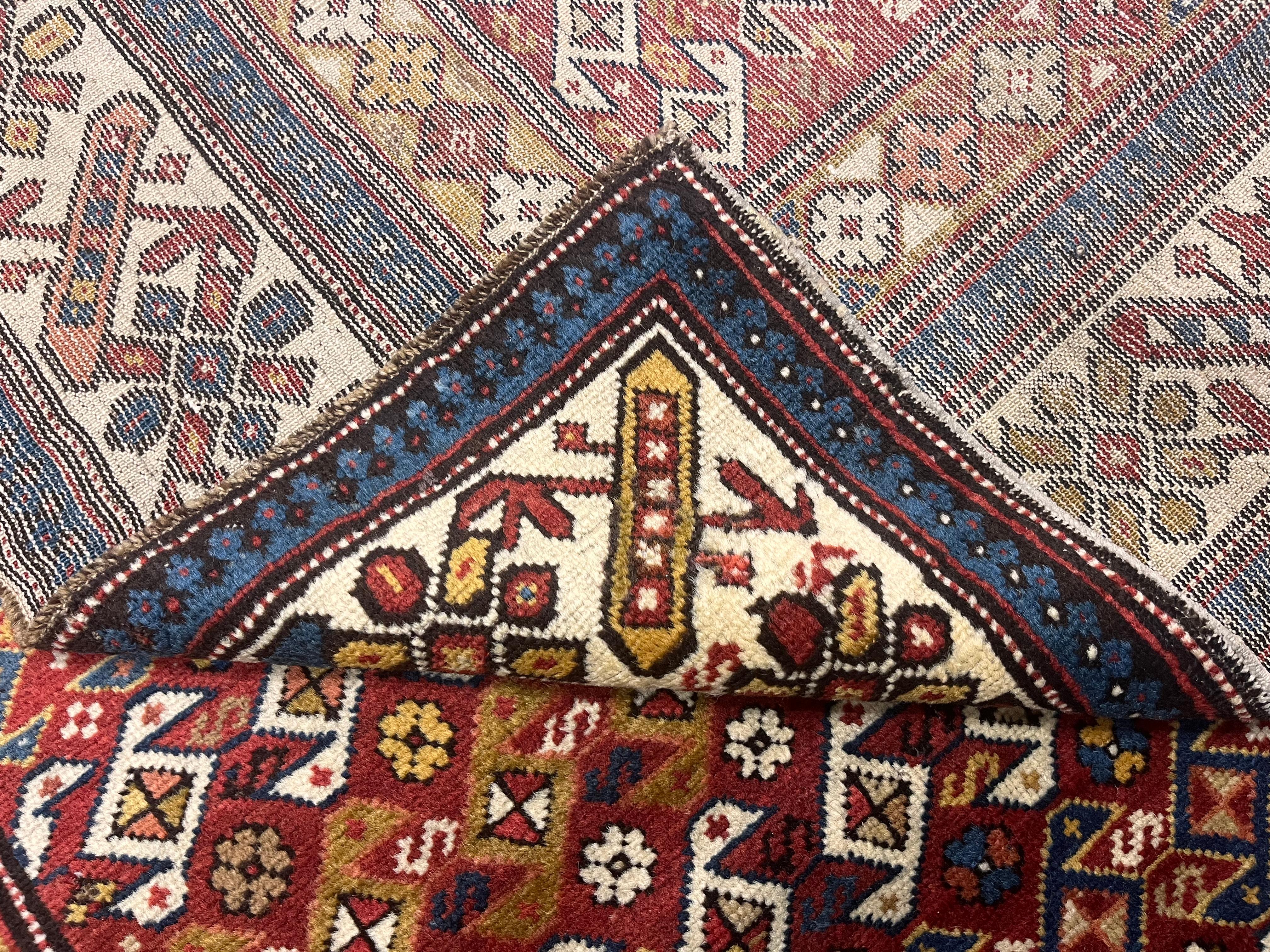 Laine Tapis Kuba caucasien antique 3'11