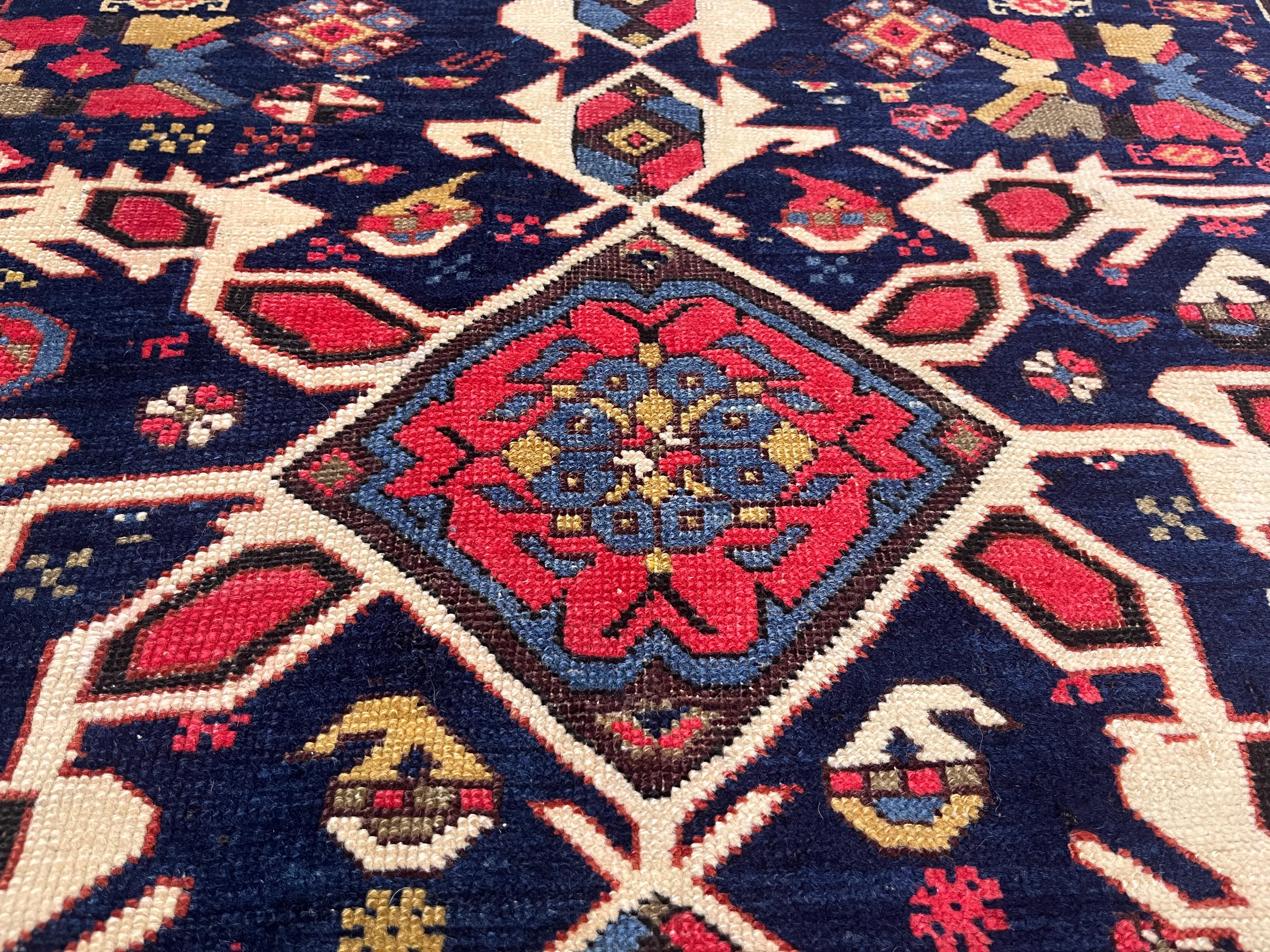 Hand-Knotted Antique Caucasian Kuba Rug 3'7