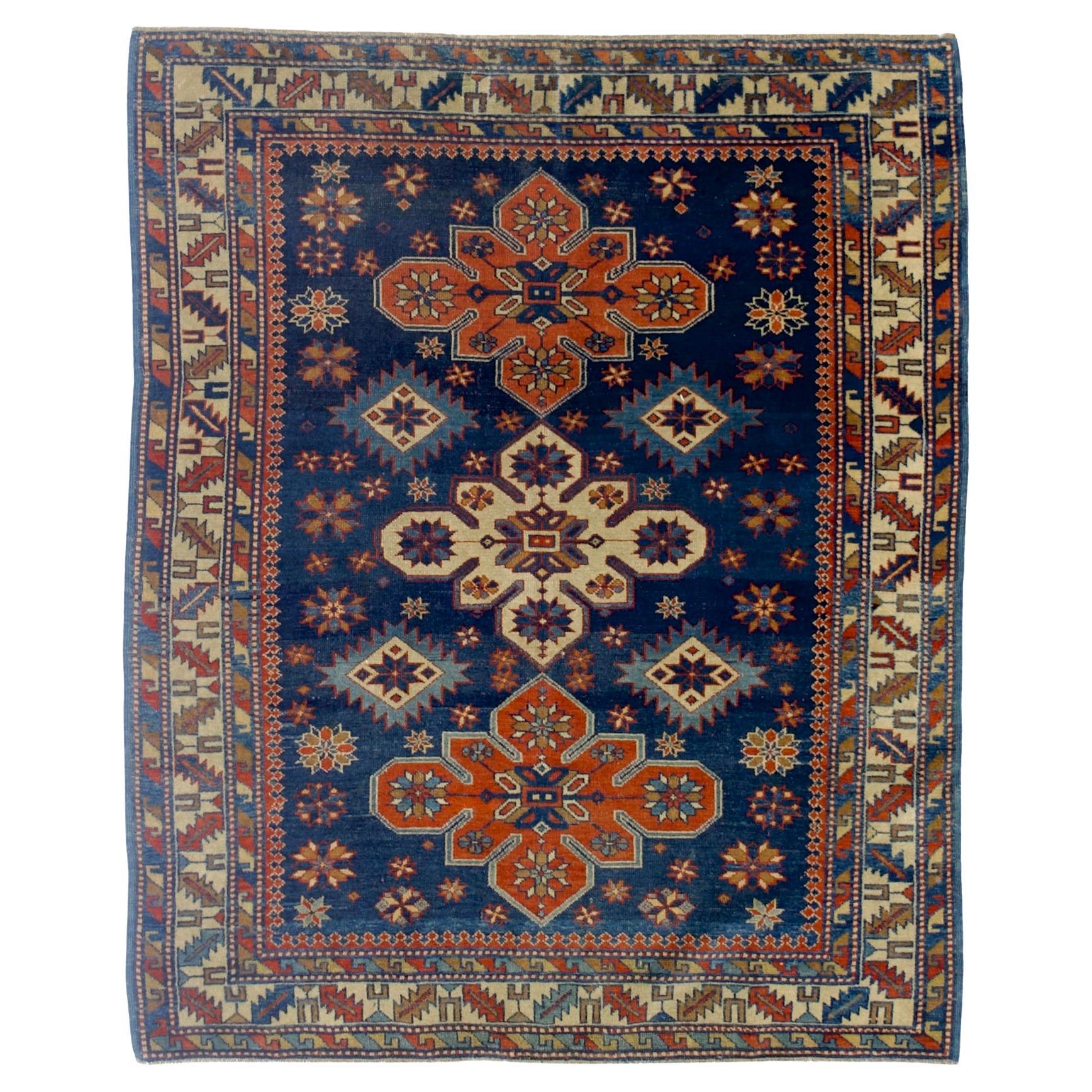 Antique Caucasian Kuba Rug 3’7” x 4’4”