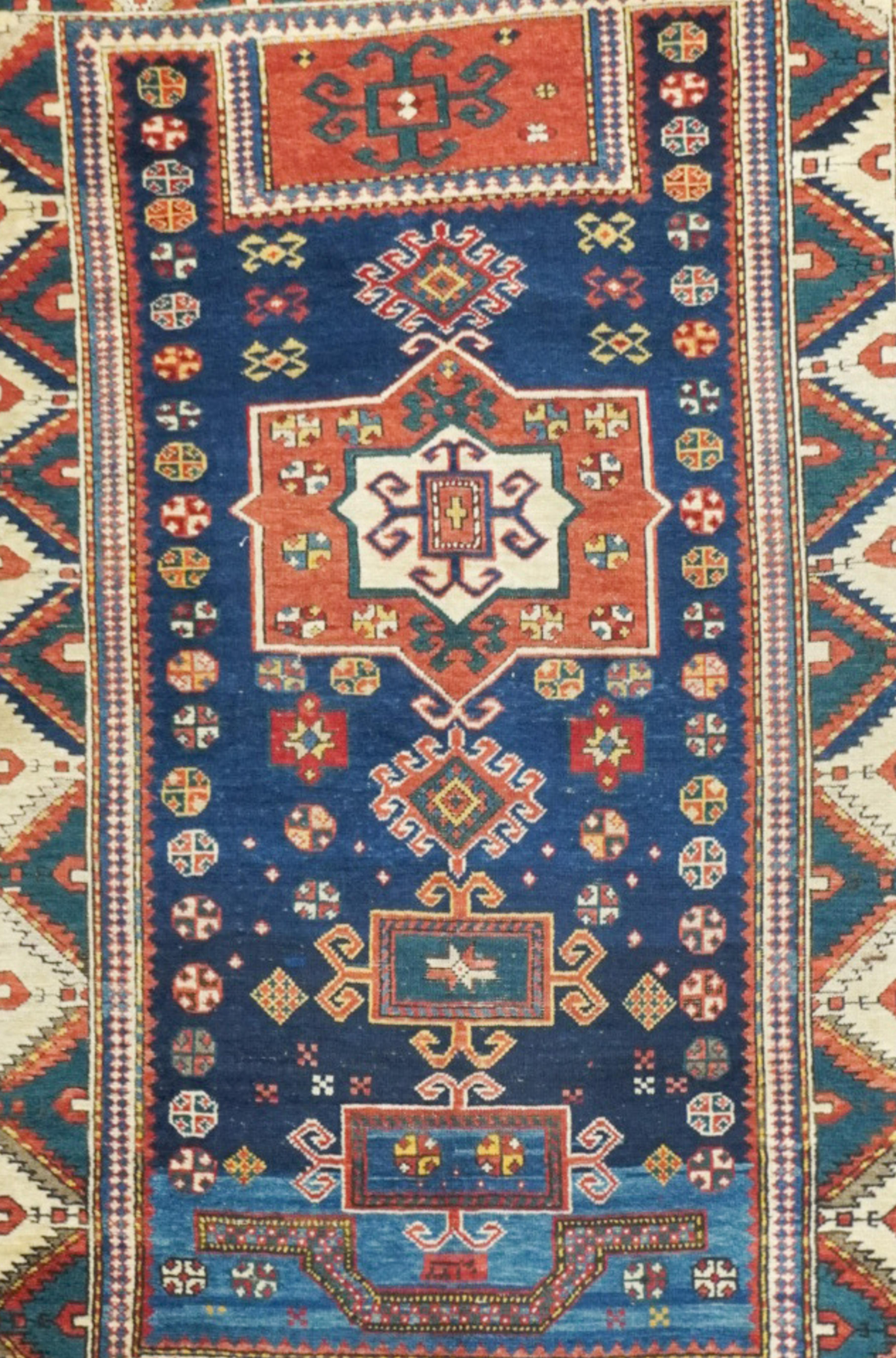 Hand-Knotted Antique Caucasian Kuba Rug 3'7'' x 5'8'' For Sale