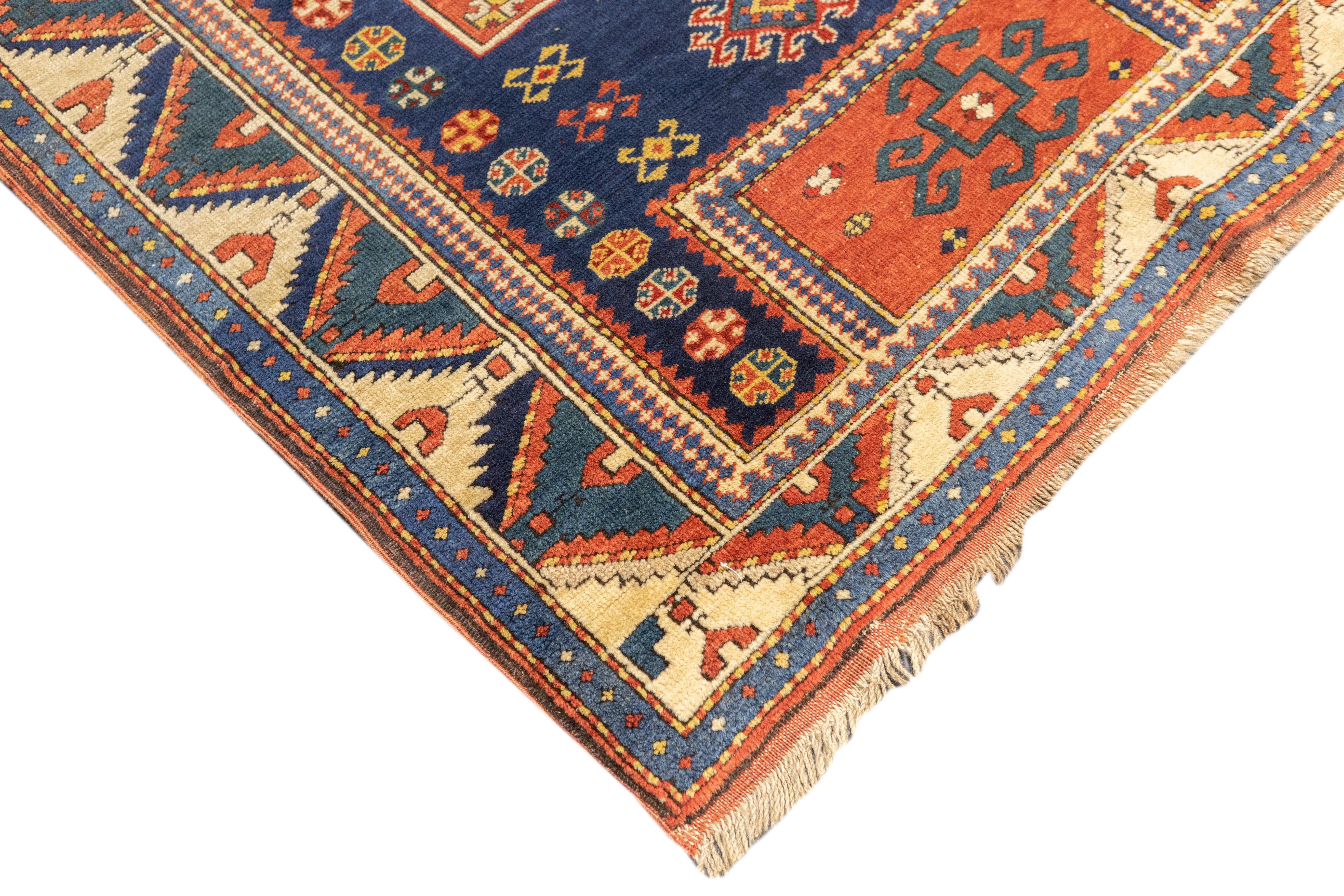 Antique Caucasian Kuba Rug 3'7'' x 5'8'' In Good Condition For Sale In New York, NY