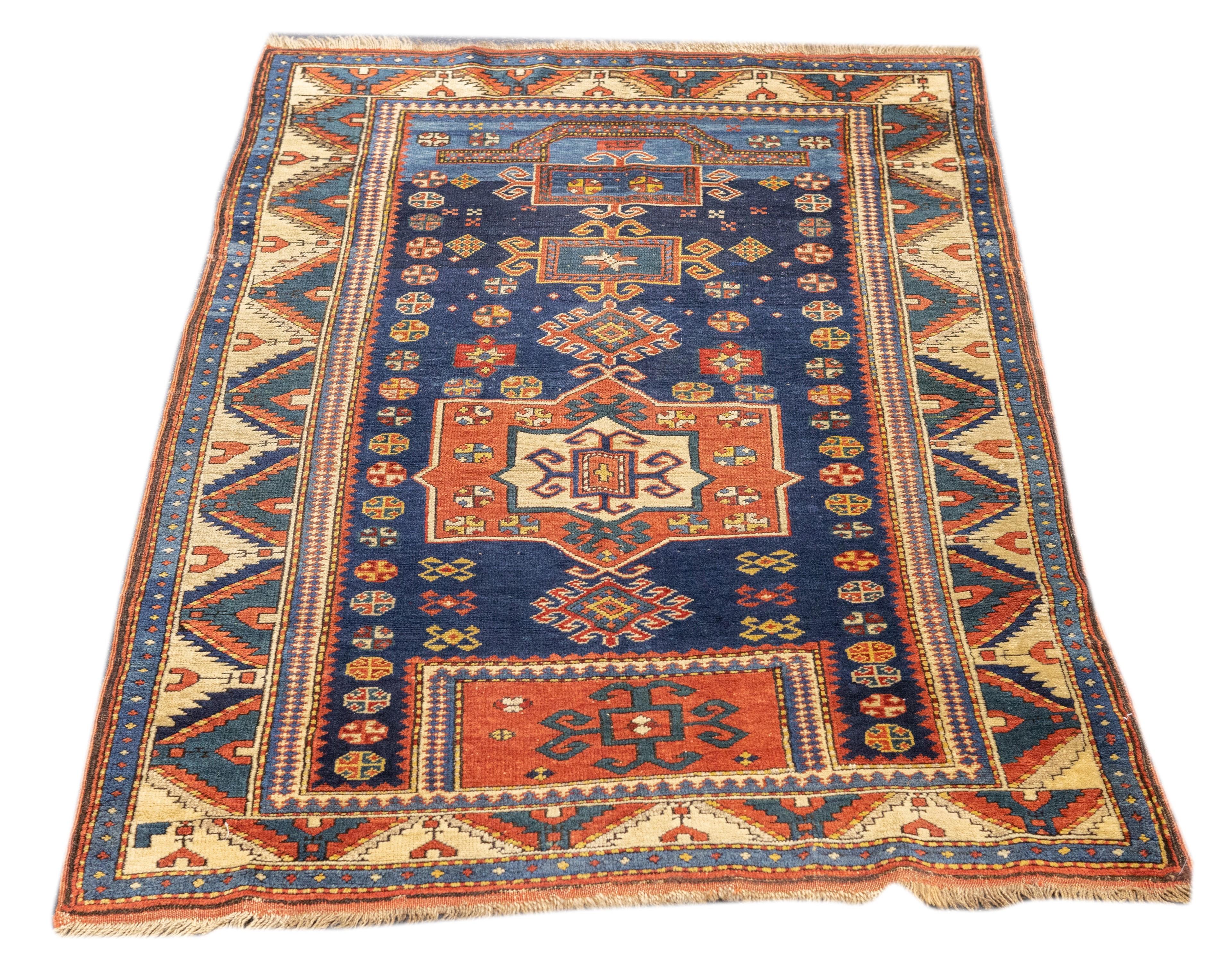 Antique Caucasian Kuba Rug 3'7'' x 5'8'' For Sale 1