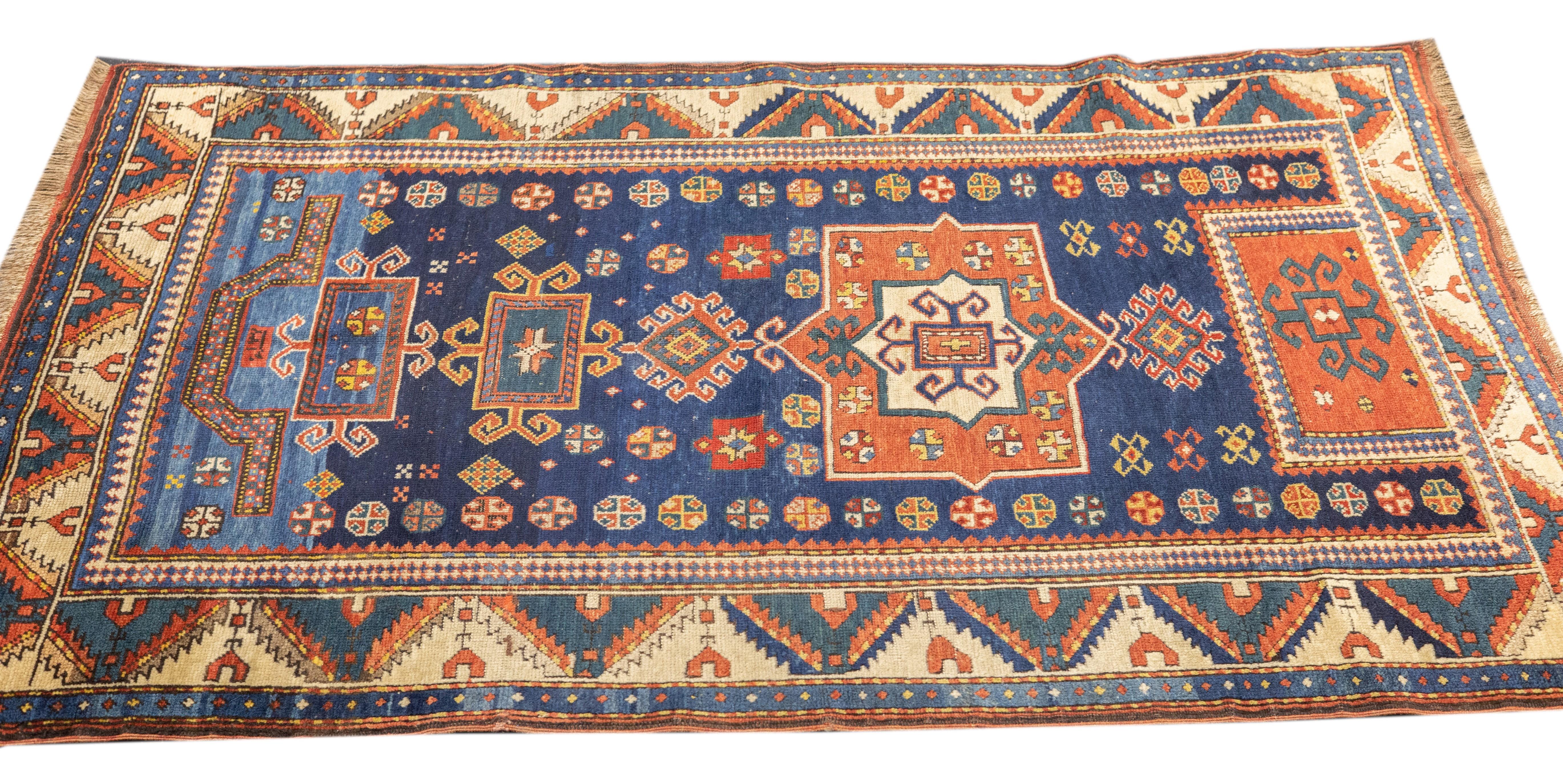 Antique Caucasian Kuba Rug 3'7'' x 5'8'' For Sale 2