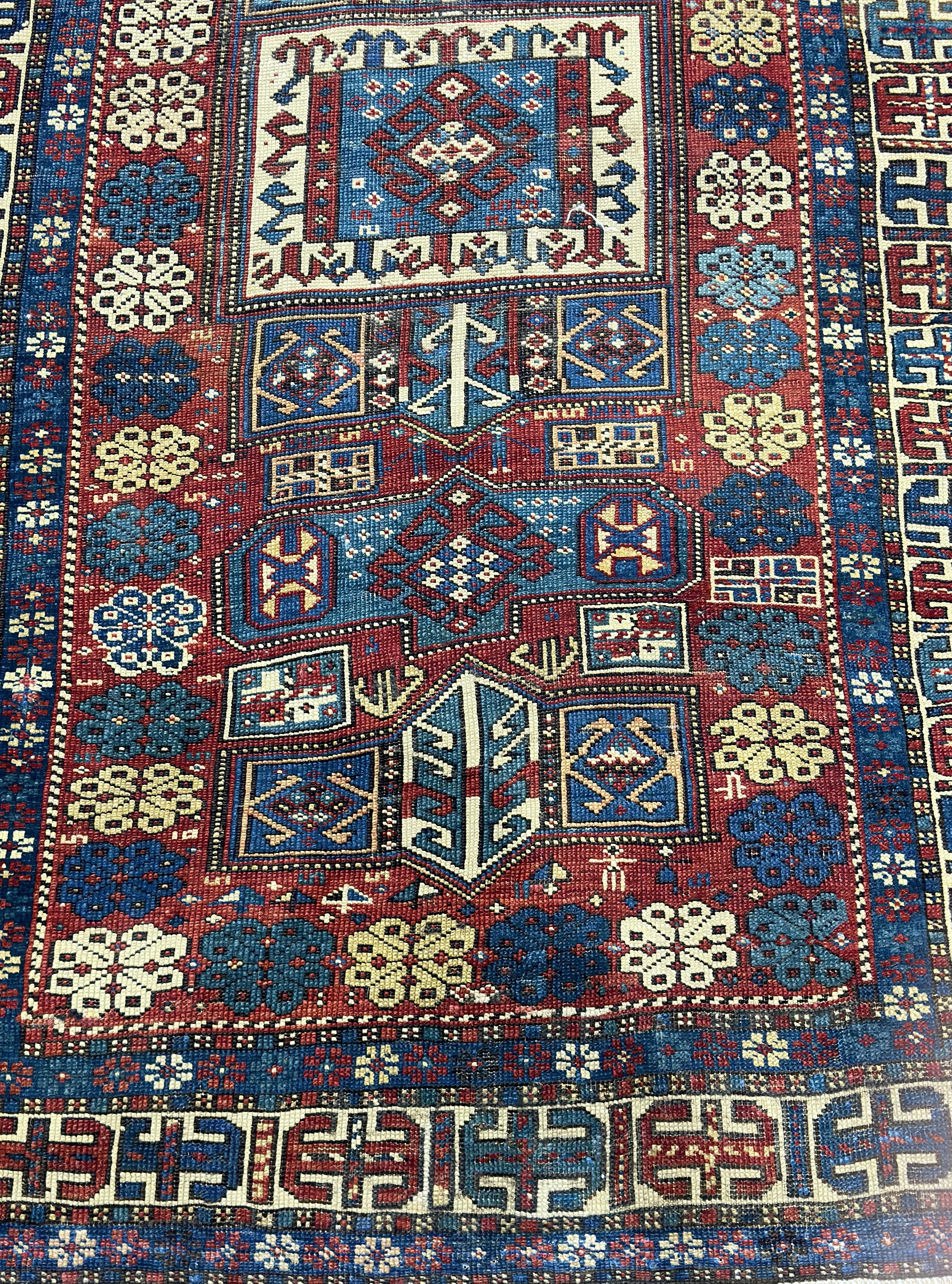 Hand-Knotted Antique Caucasian Kuba Rug 3’7” x 7’7