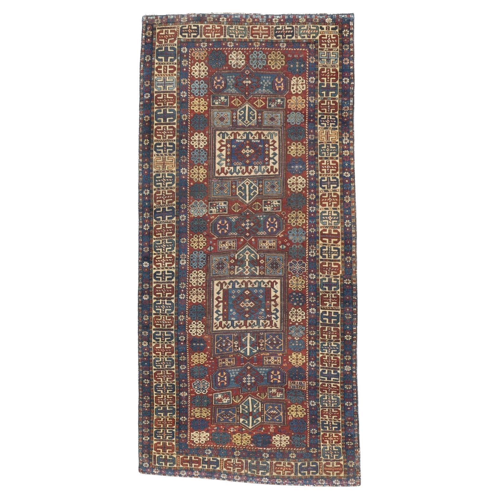 Antique Caucasian Kuba Rug 3’7” x 7’7"