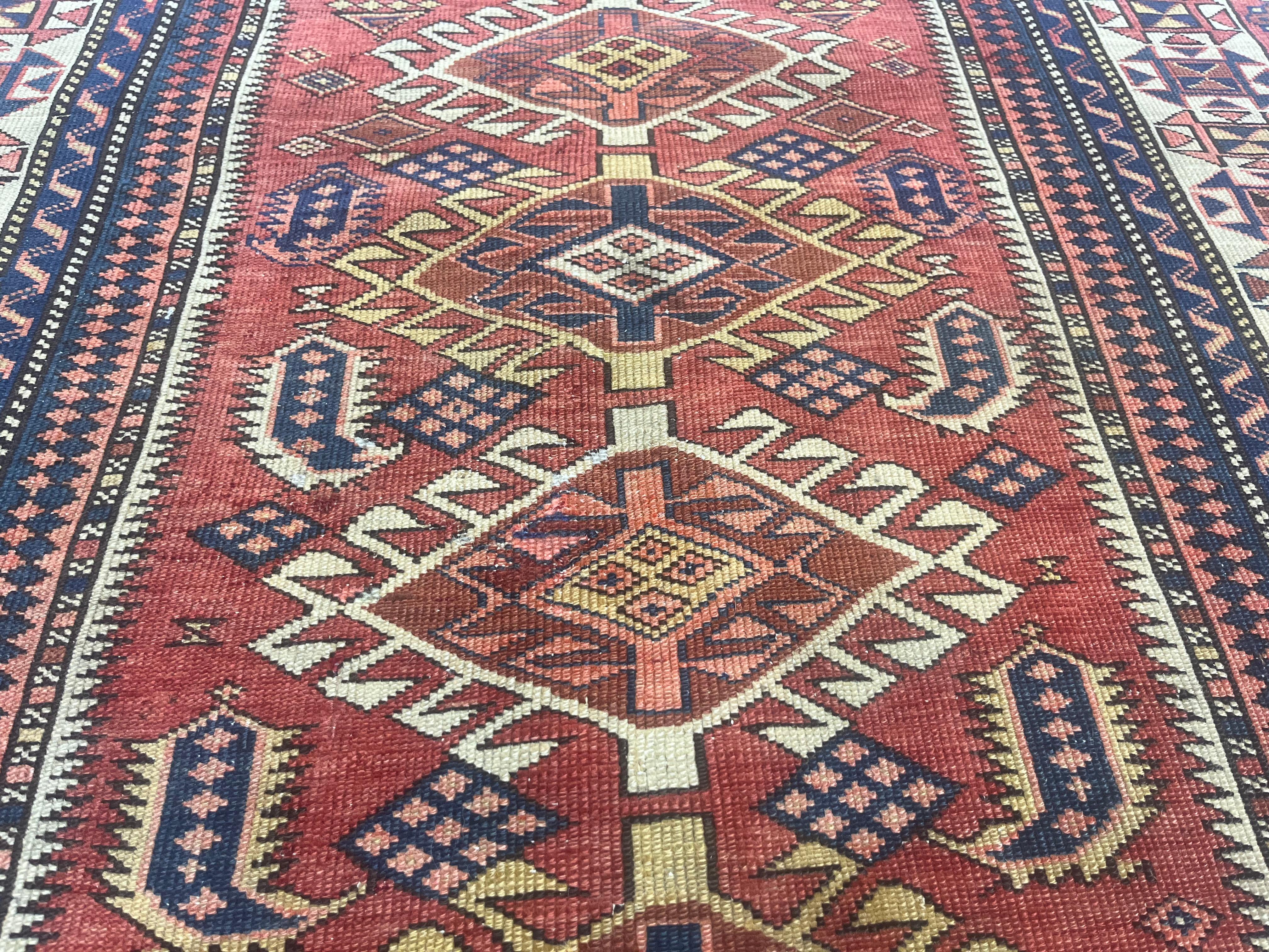 Antike kaukasischen Kuba Teppich 3'8