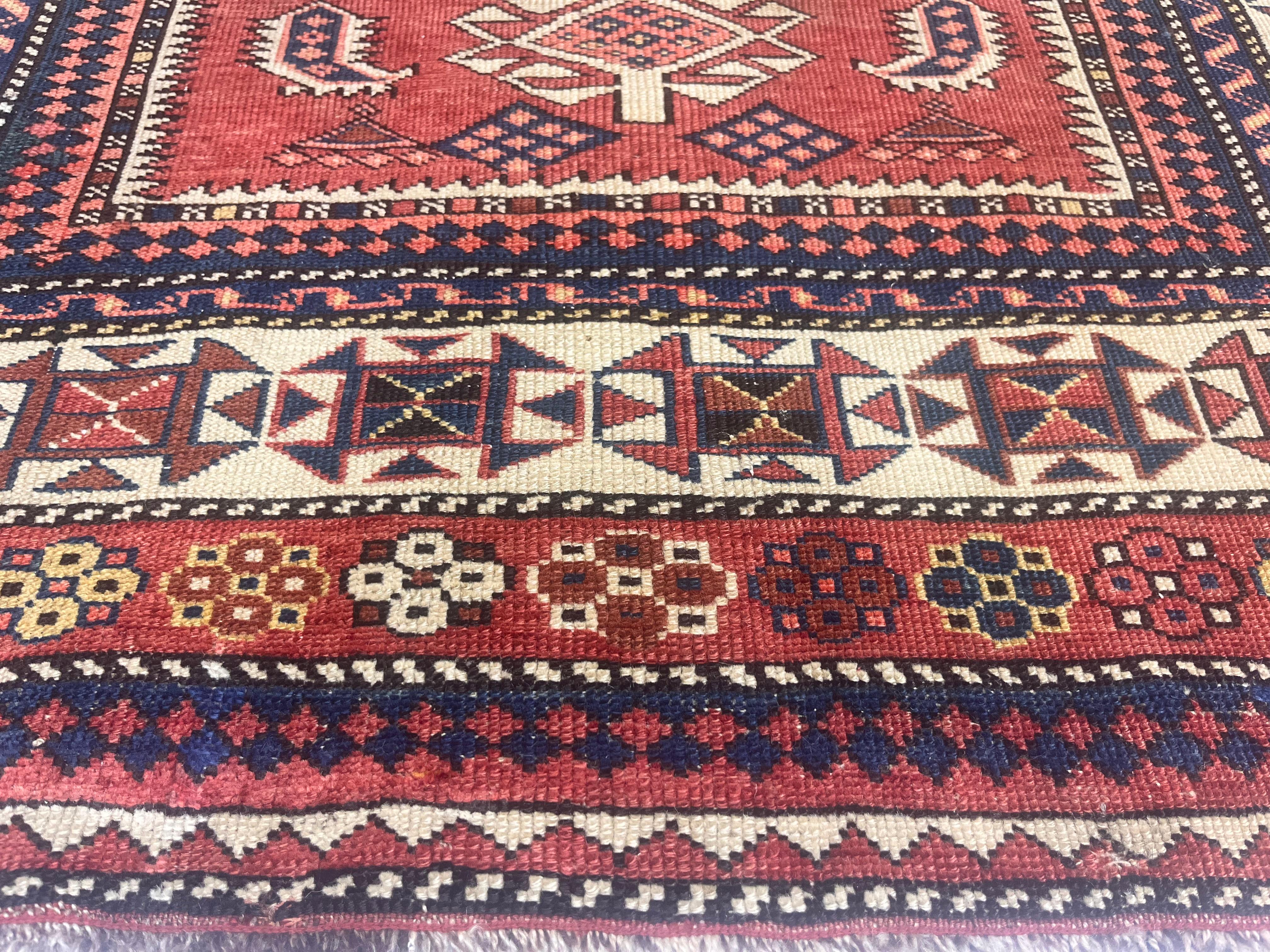 Antike kaukasischen Kuba Teppich 3'8