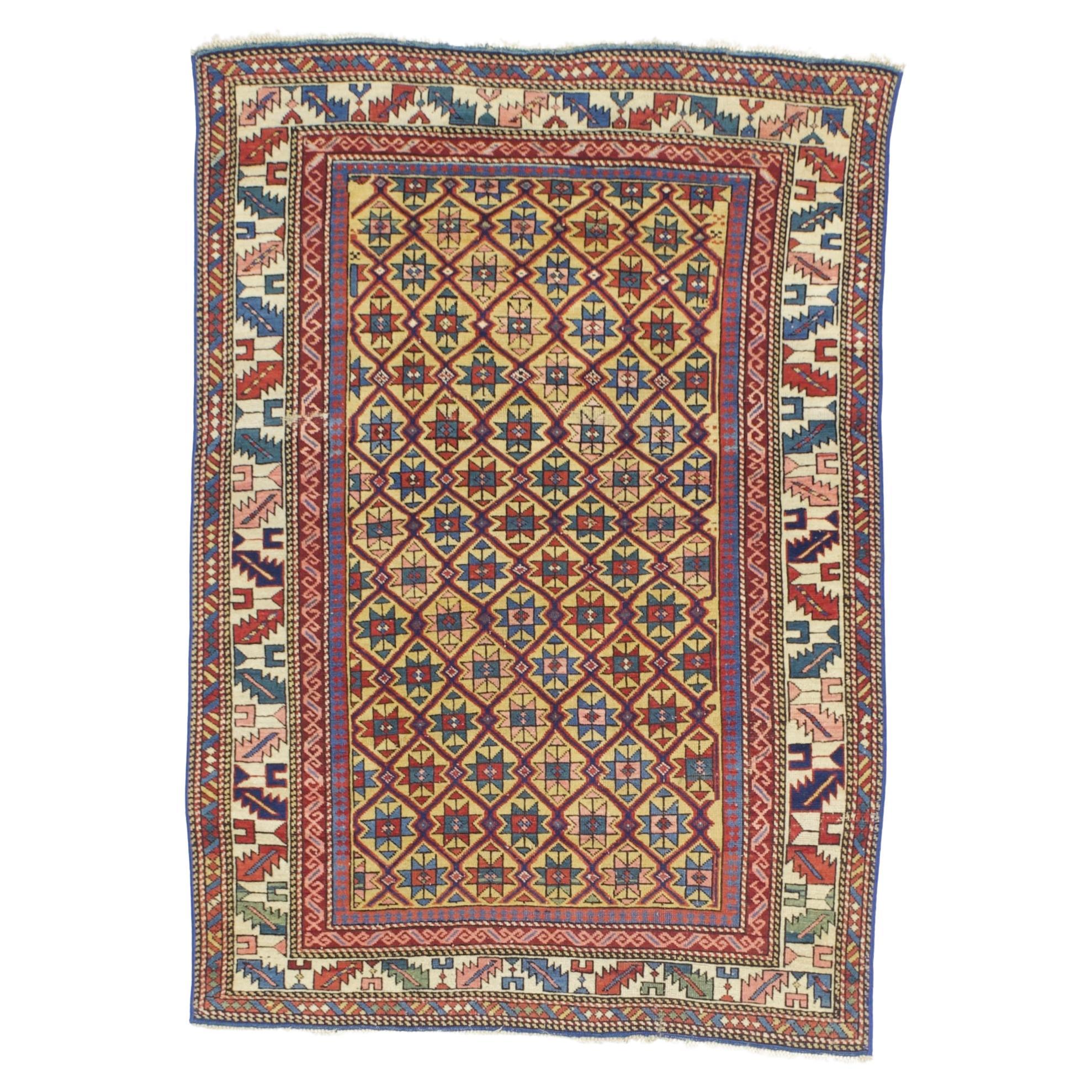 Antique Caucasian Kuba Rug 3'8" x 5’3"