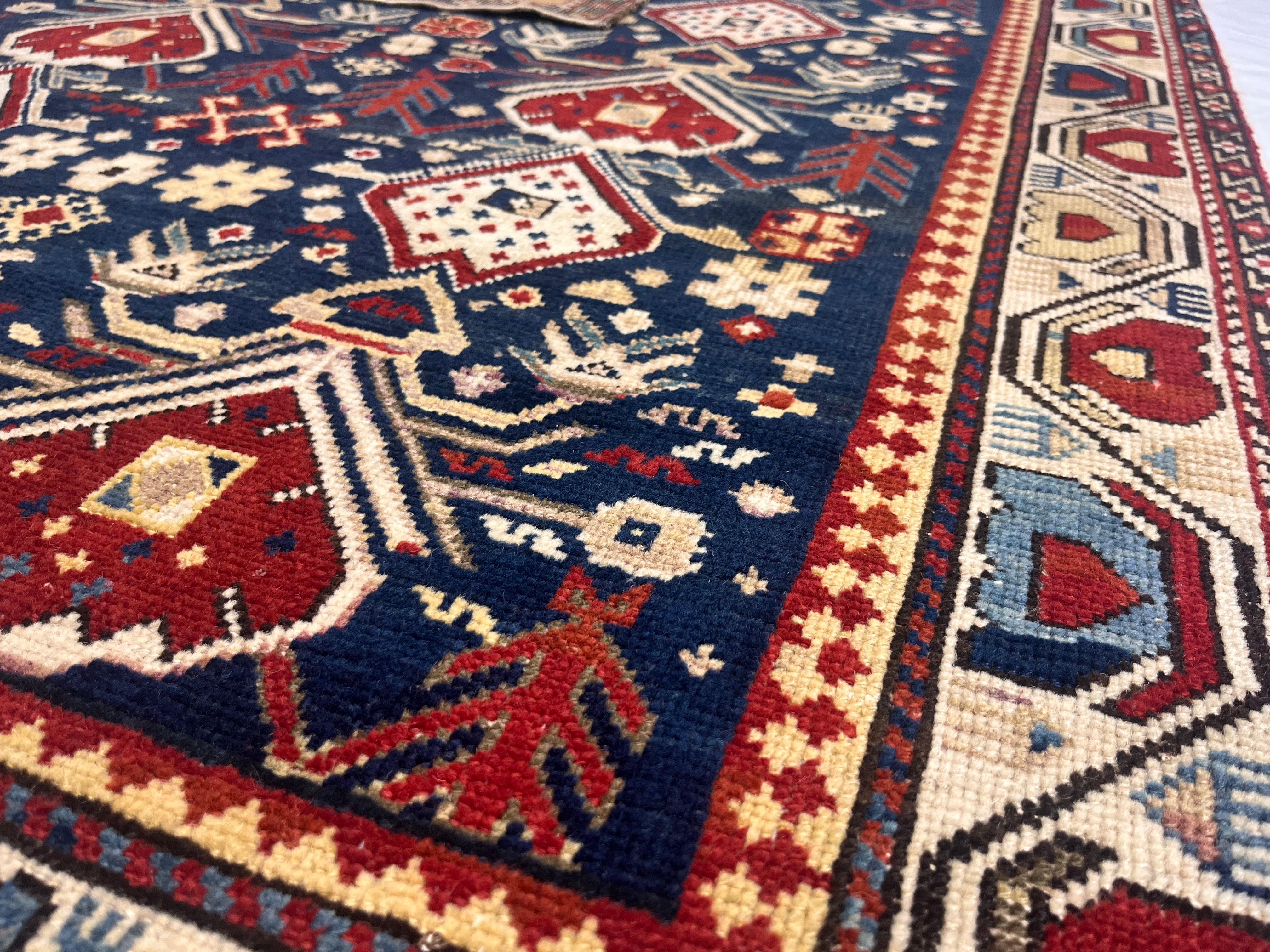 Antique Caucasian Kuba Rug 3'9