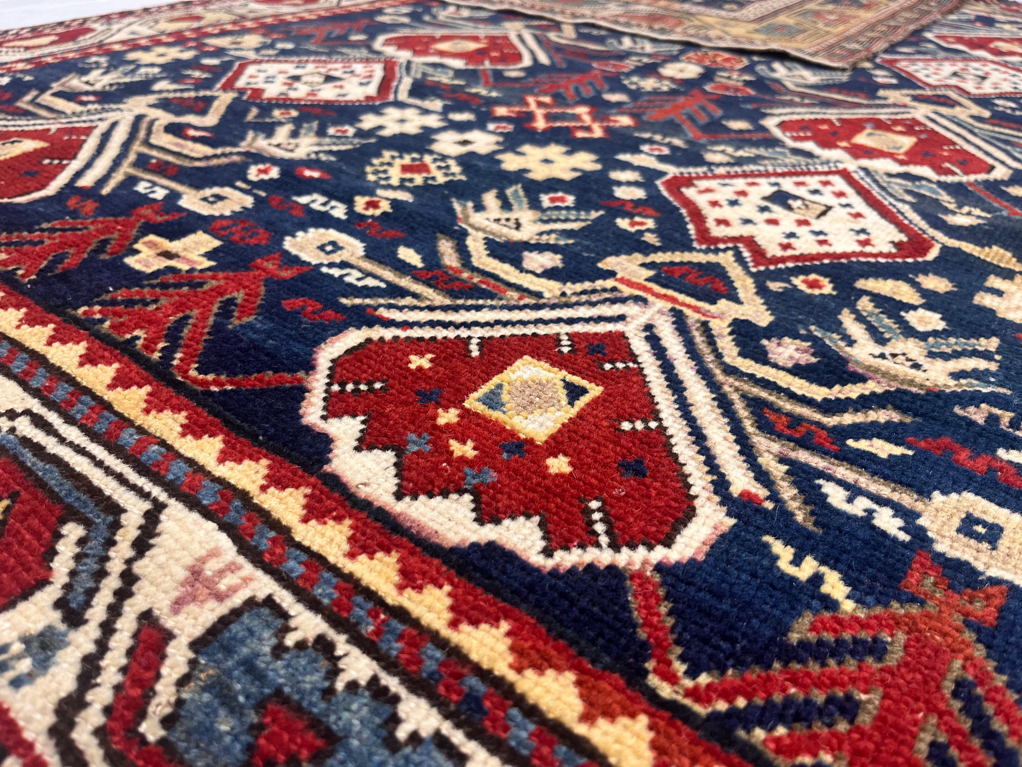 19th Century Antique Caucasian Kuba Rug 3'9
