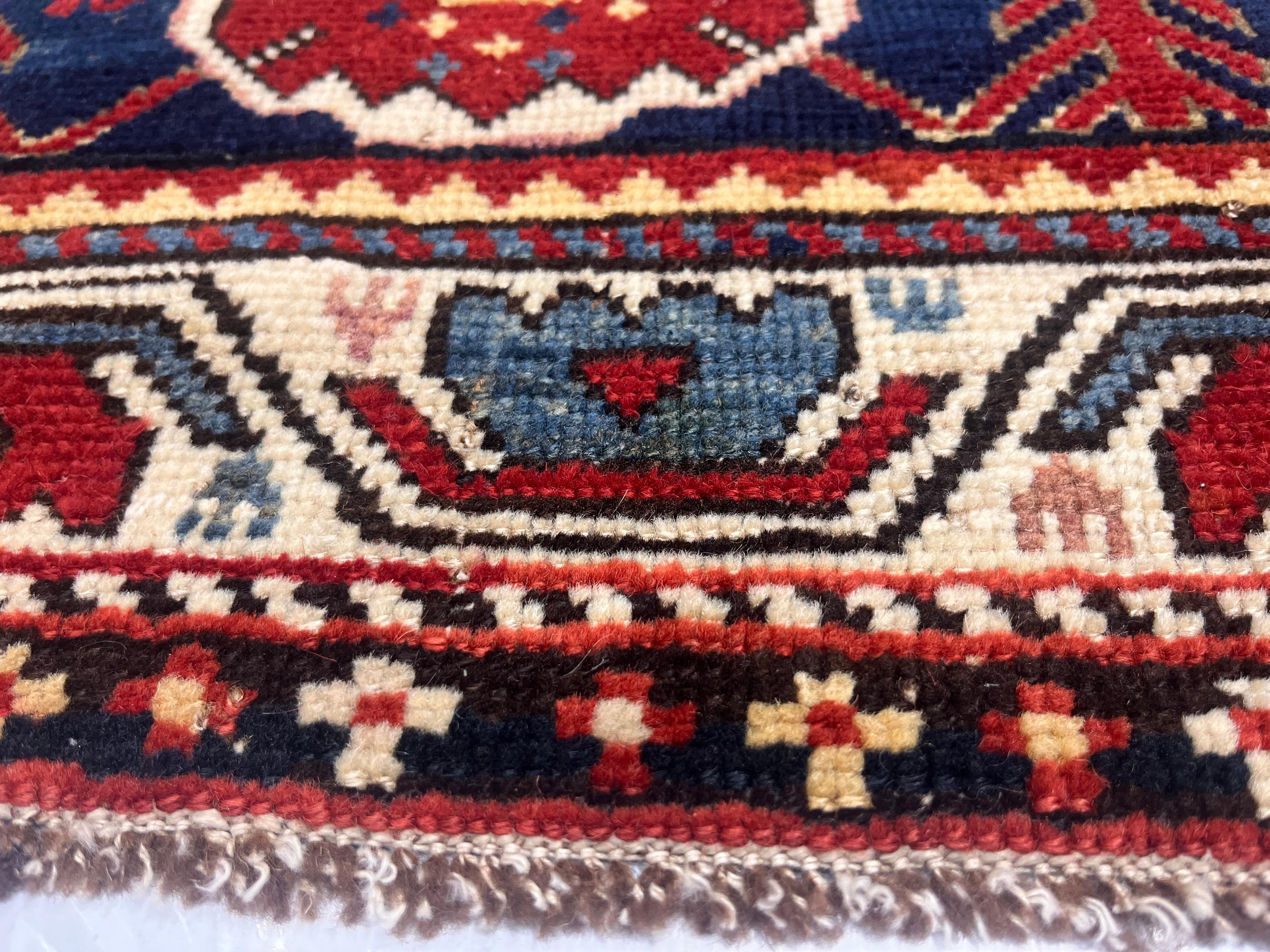 Wool Antique Caucasian Kuba Rug 3'9