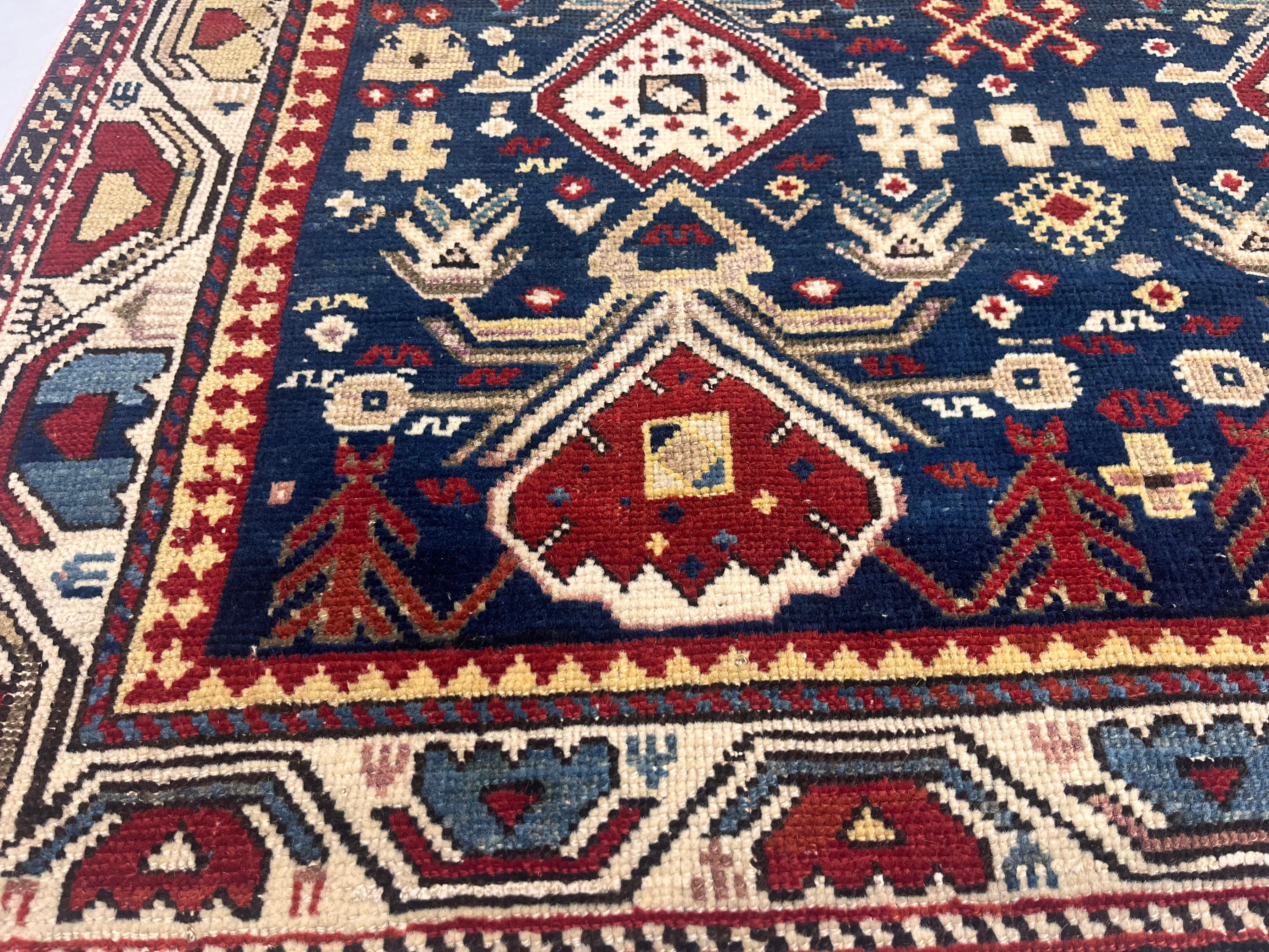 Antique Caucasian Kuba Rug 3'9
