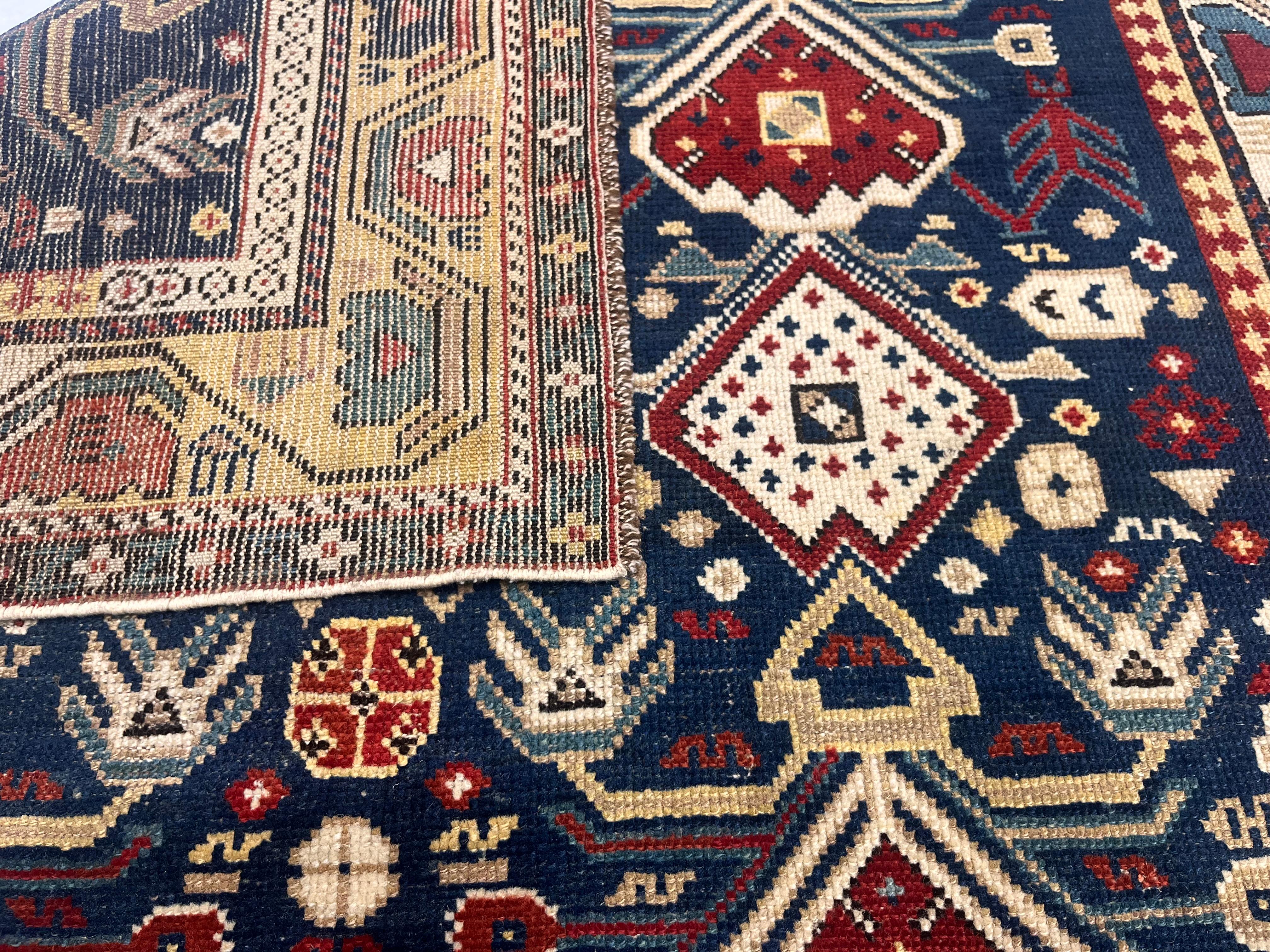 Antique Caucasian Kuba Rug 3'9
