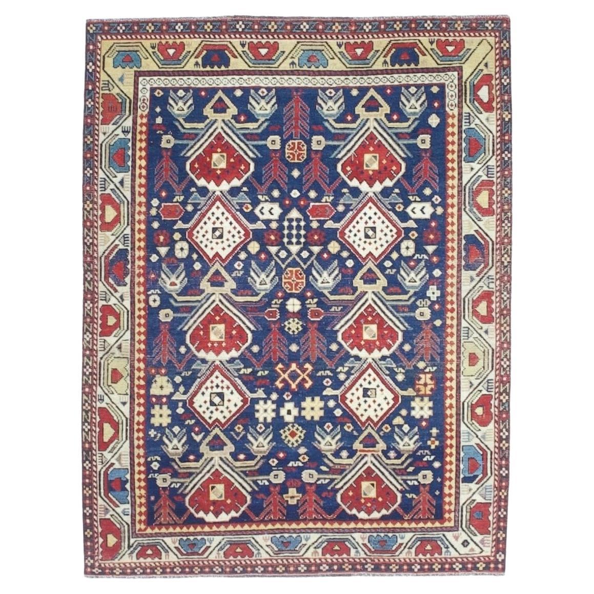 Antique Caucasian Kuba Rug 3'9" x 4’10"