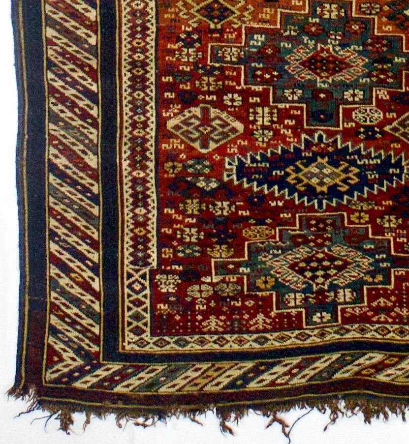 Antiker kaukasischer Kuba-Teppich 3'9
