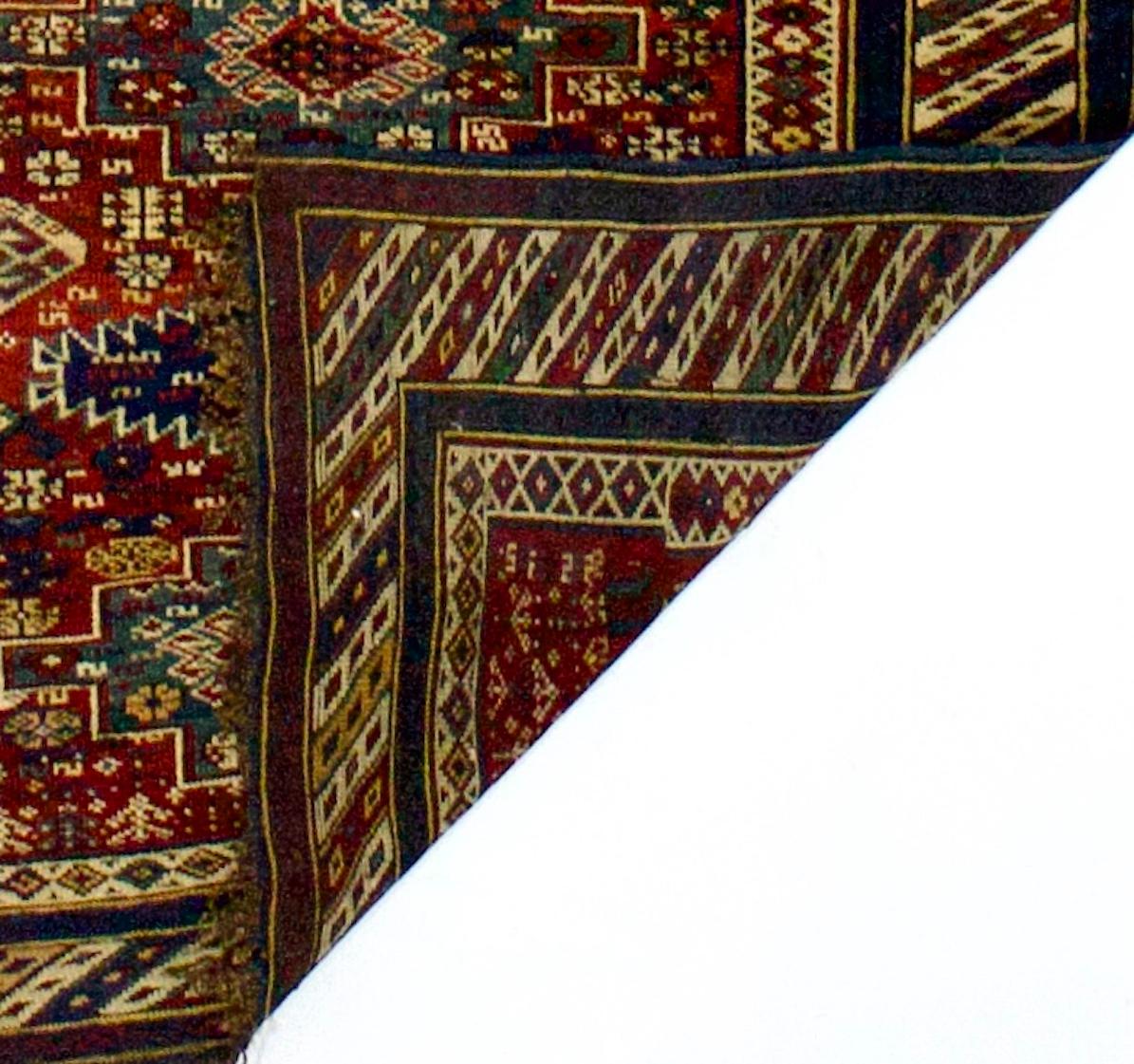 Antiker kaukasischer Kuba-Teppich 3'9