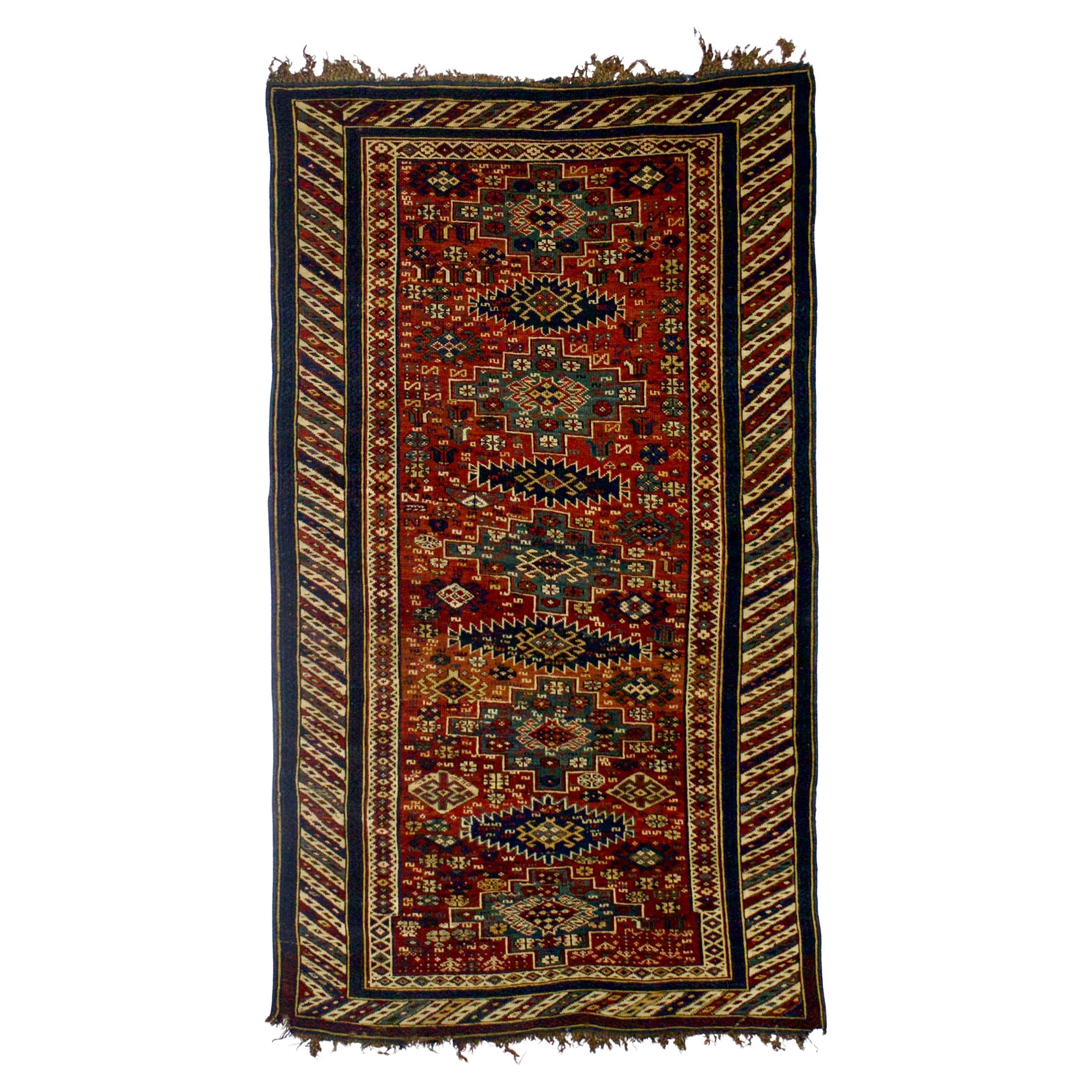 Antique Caucasian Kuba Rug 3'9" x 6’7”