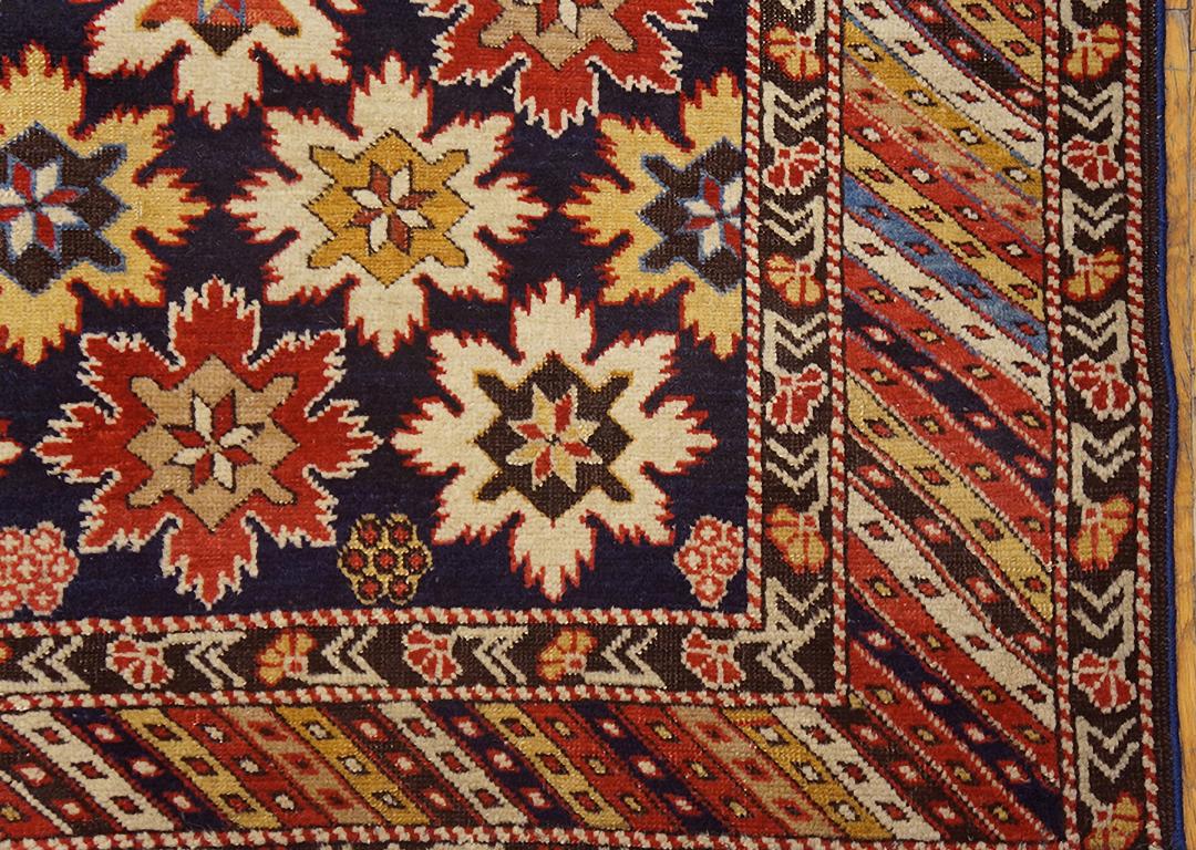 Wool 19th Century Caucasian Shirvan Star Kuba Rug ( 4' x 5'6