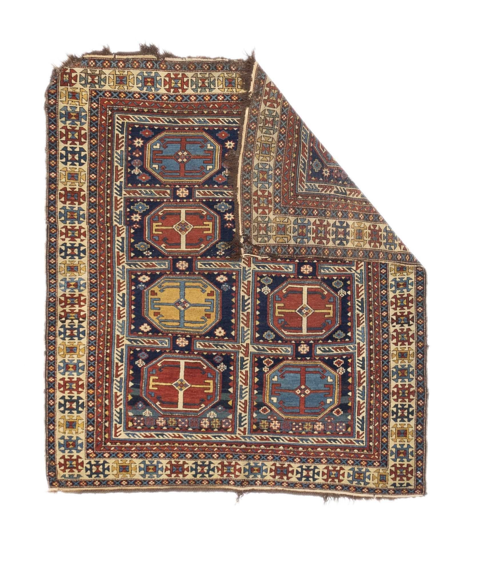 Antique Caucasian Kuba Rug 4'4