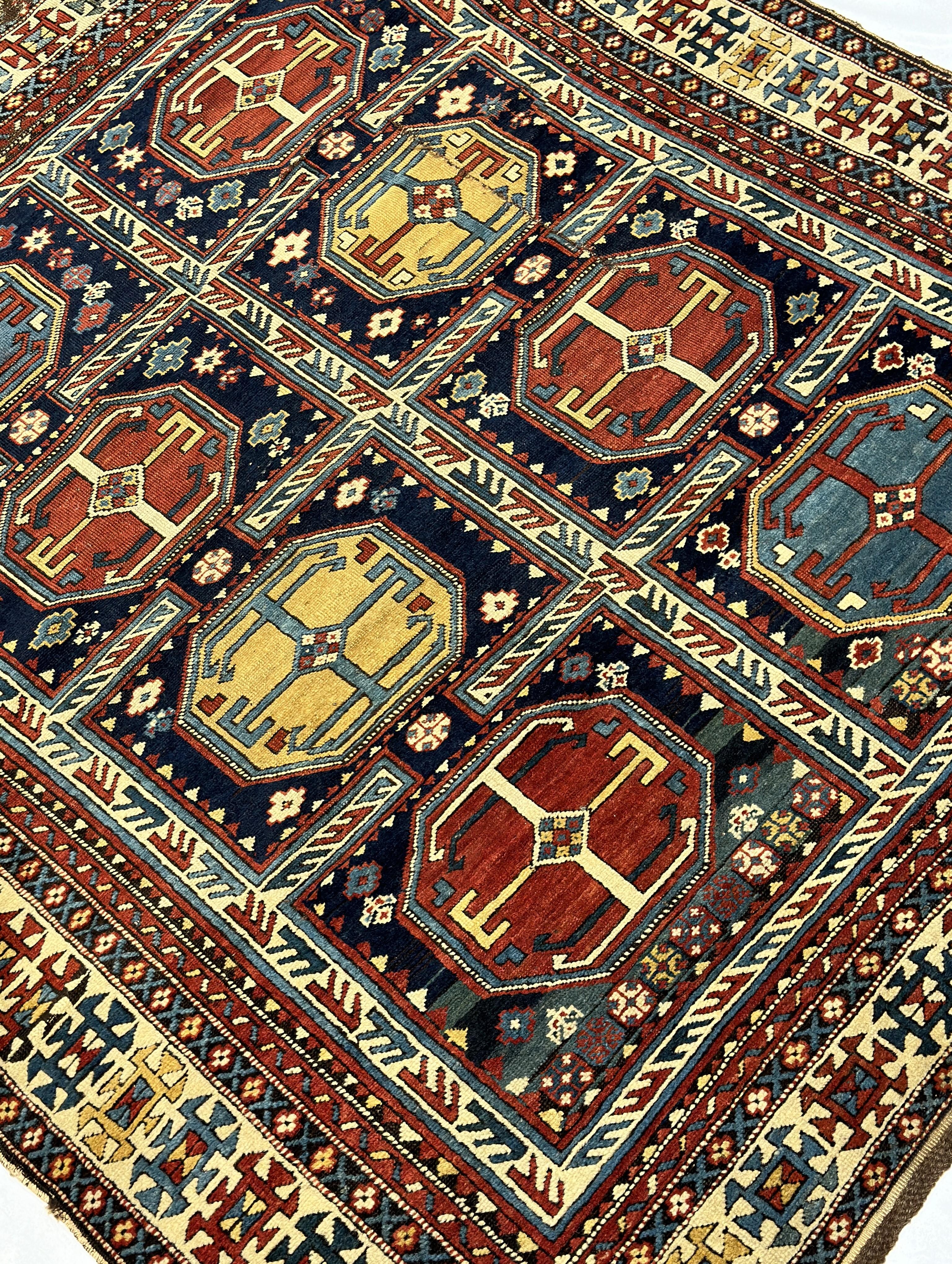 Antique Caucasian Kuba Rug 4'4
