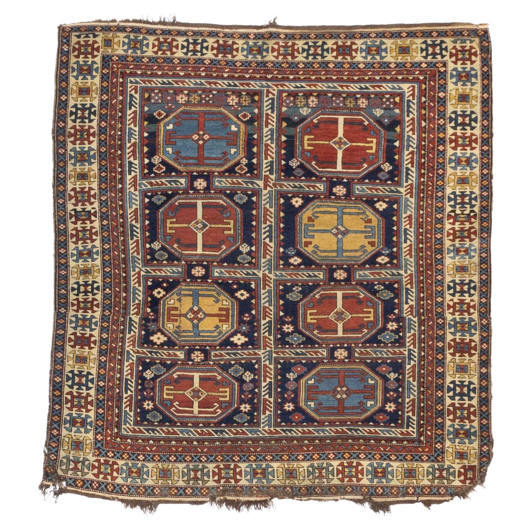 Antique Caucasian Kuba Rug 4'4" x 5’0” For Sale