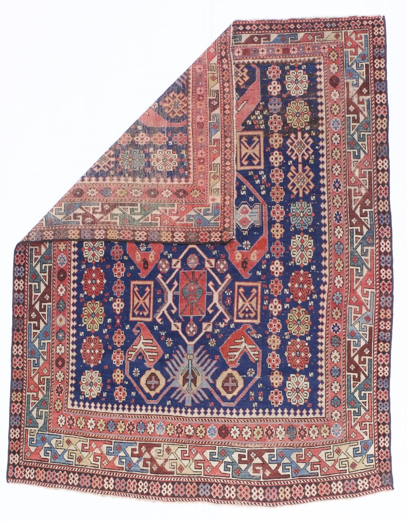 Antique Caucasian Kuba Rug 4'6