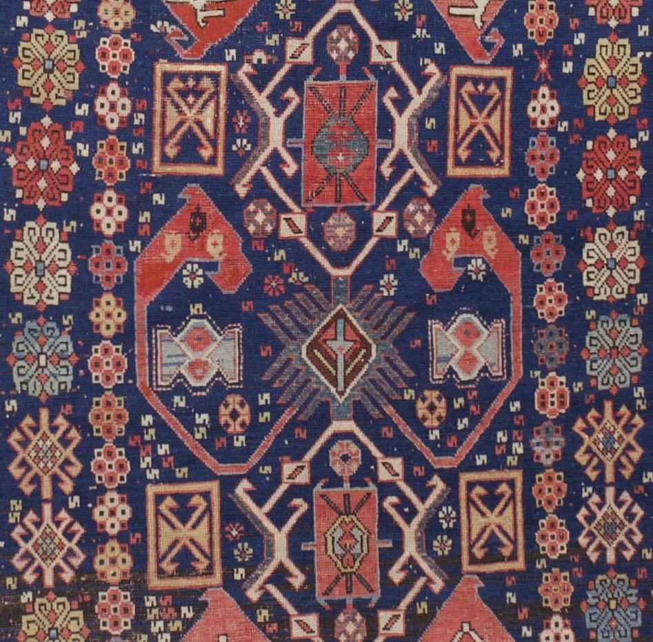 Antique Caucasian Kuba Rug 4'6