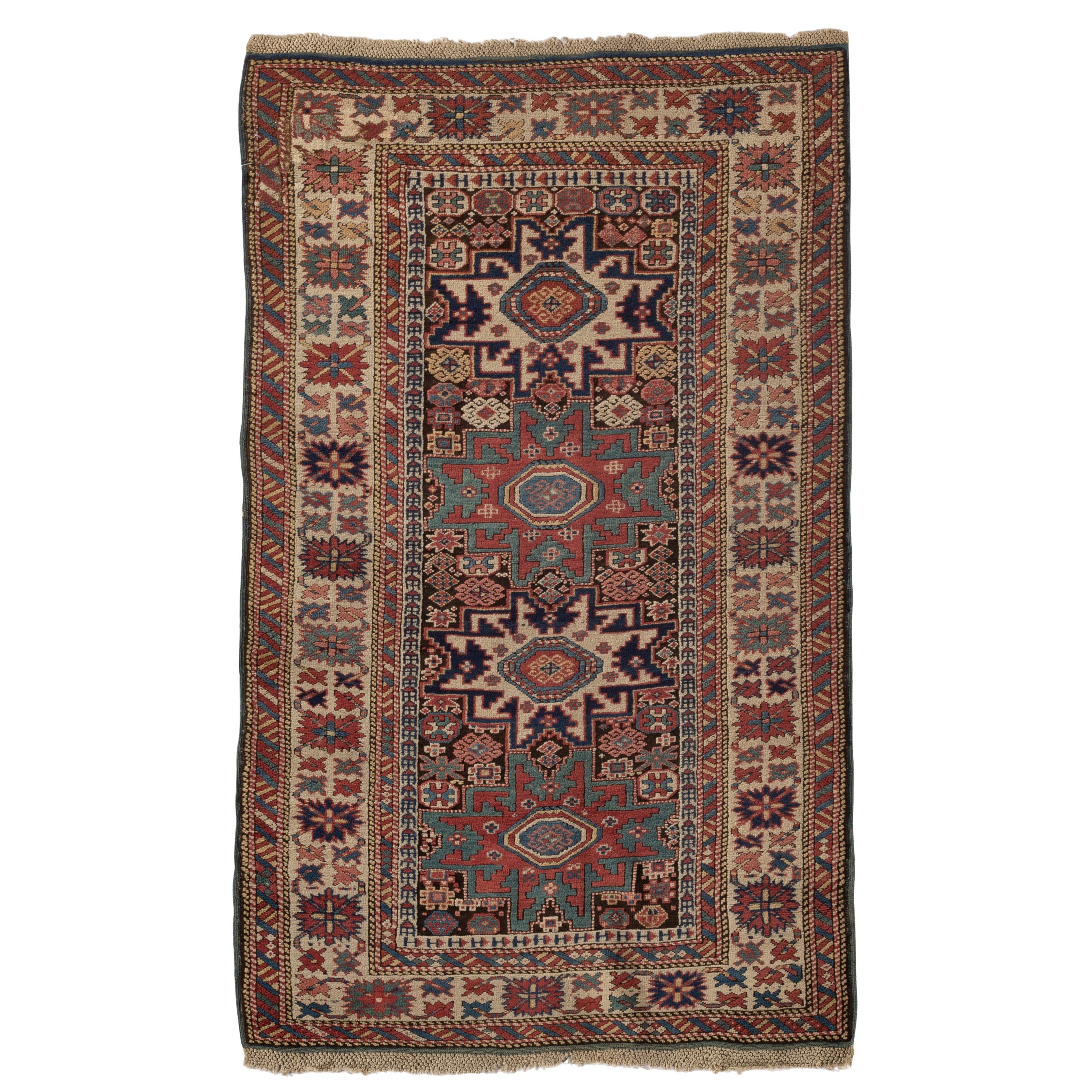 Antico tappeto Kuba caucasico, 1880 circa  3'2 x 5'3