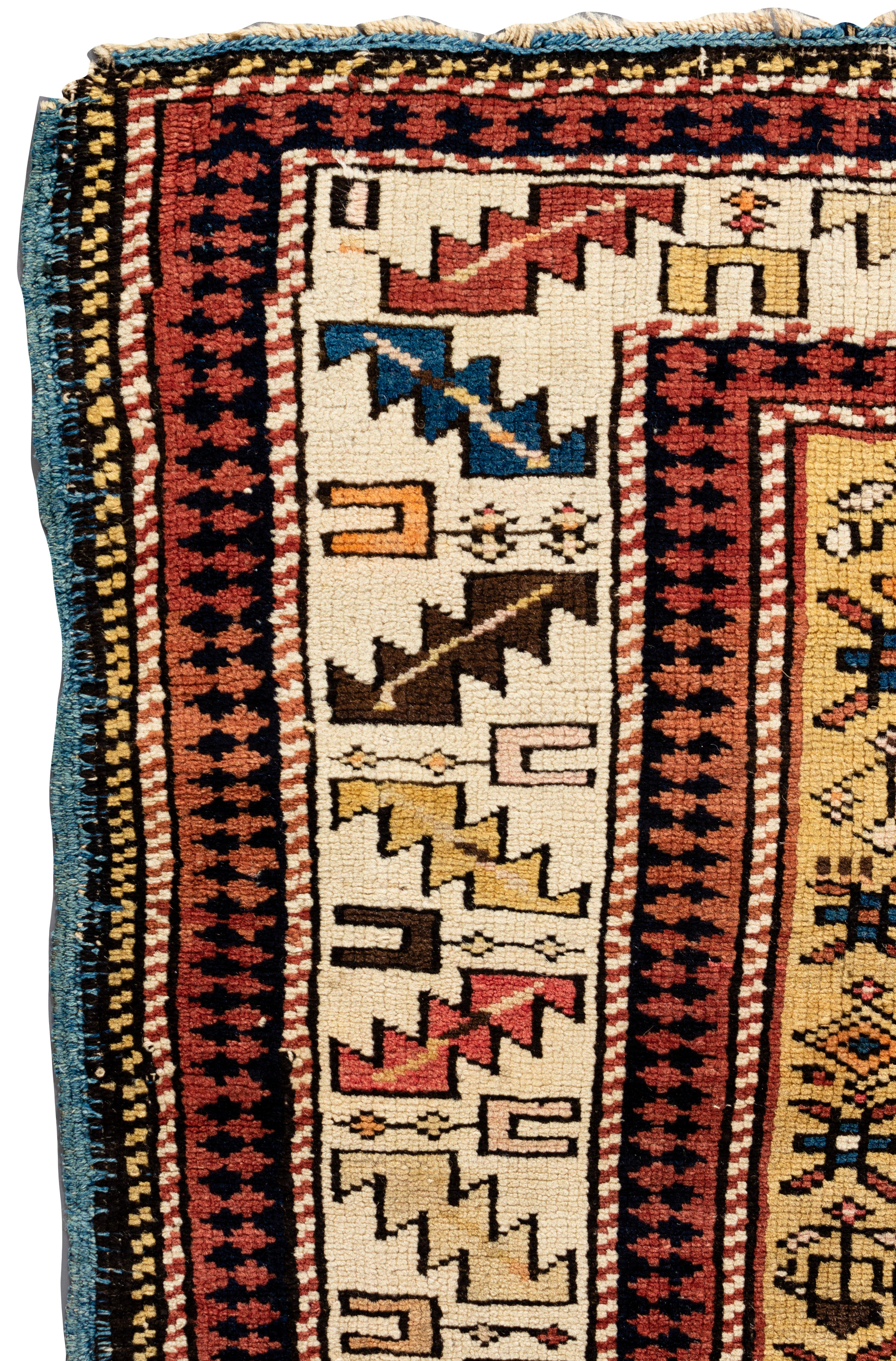 Hand-Woven Antique Caucasian Kuba Rug, circa 1880  3'9 x 5'7 For Sale