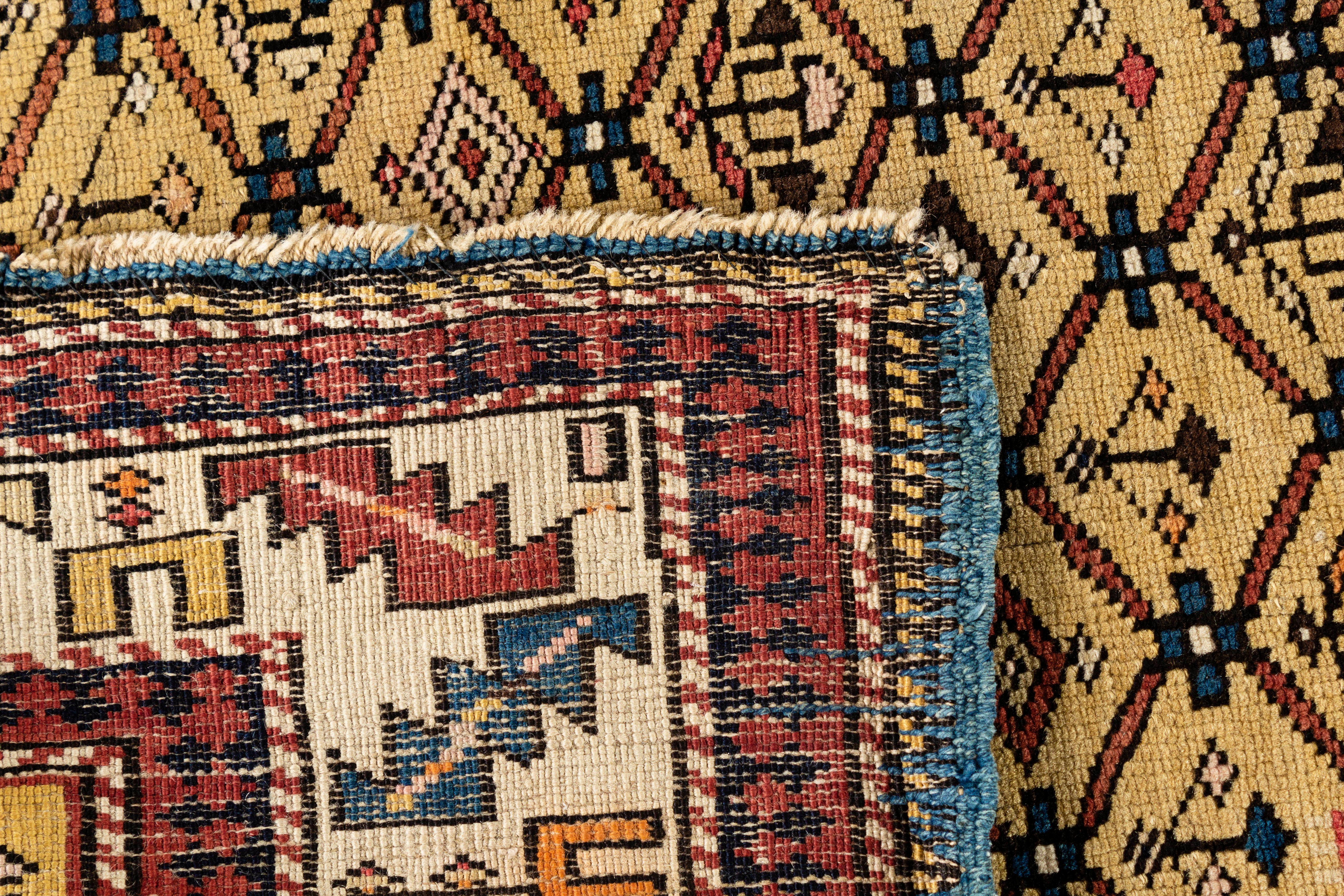 Wool Antique Caucasian Kuba Rug, circa 1880  3'9 x 5'7 For Sale