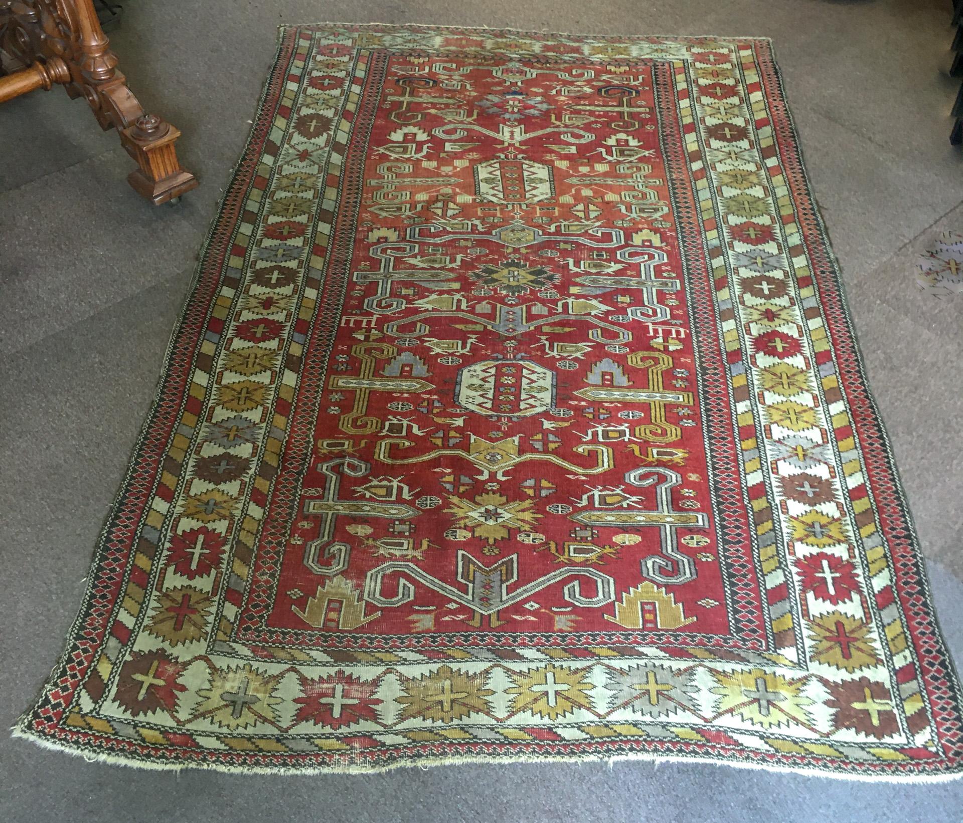 Antiker kaukasischer Kuba-Teppich um 1900 im Angebot 3