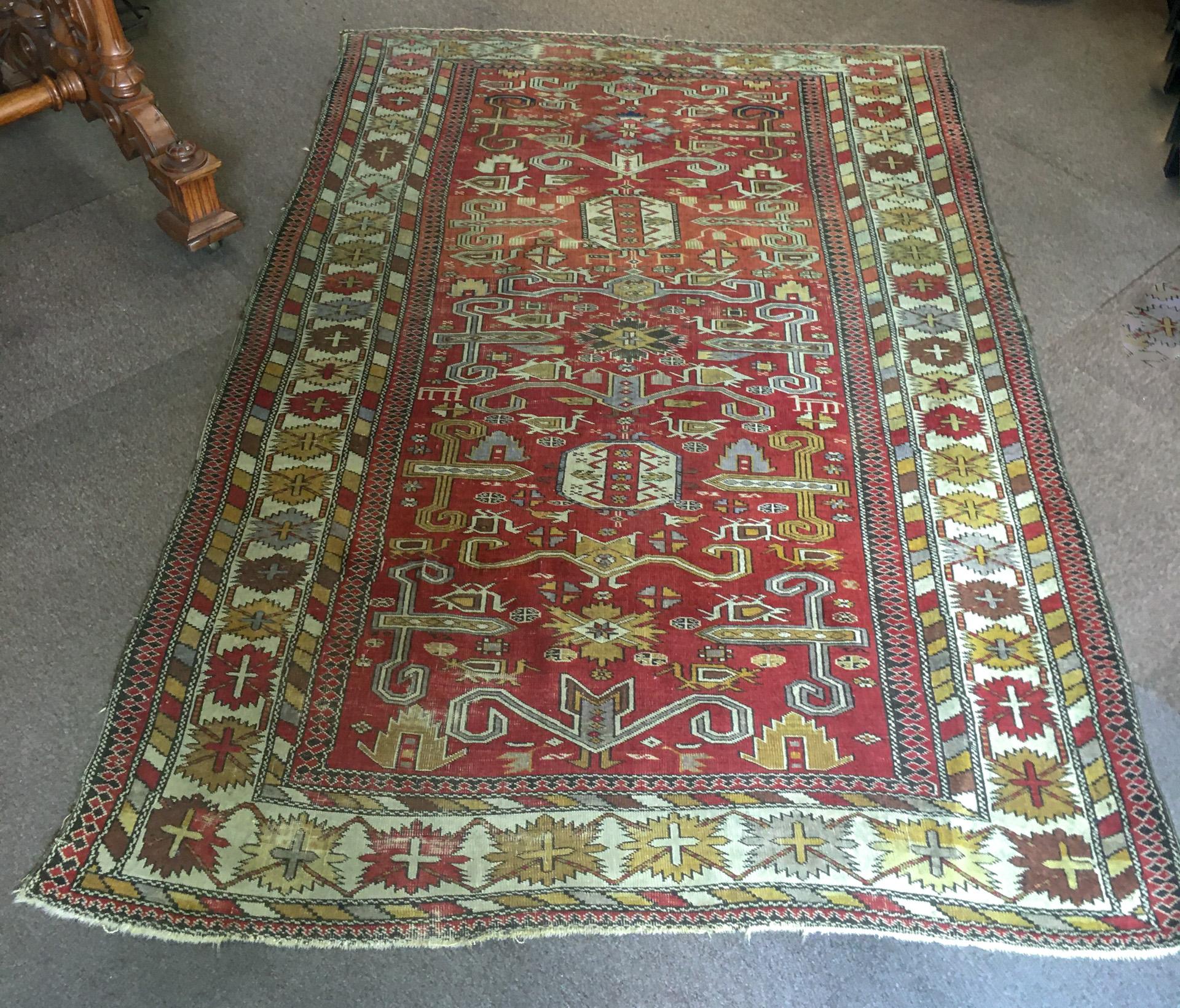 Antique Caucasian Kuba Rug circa 1900 For Sale 3