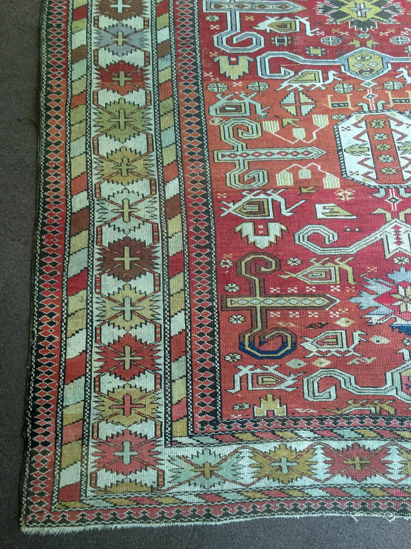 Russian Antique Caucasian Kuba Rug circa 1900 For Sale